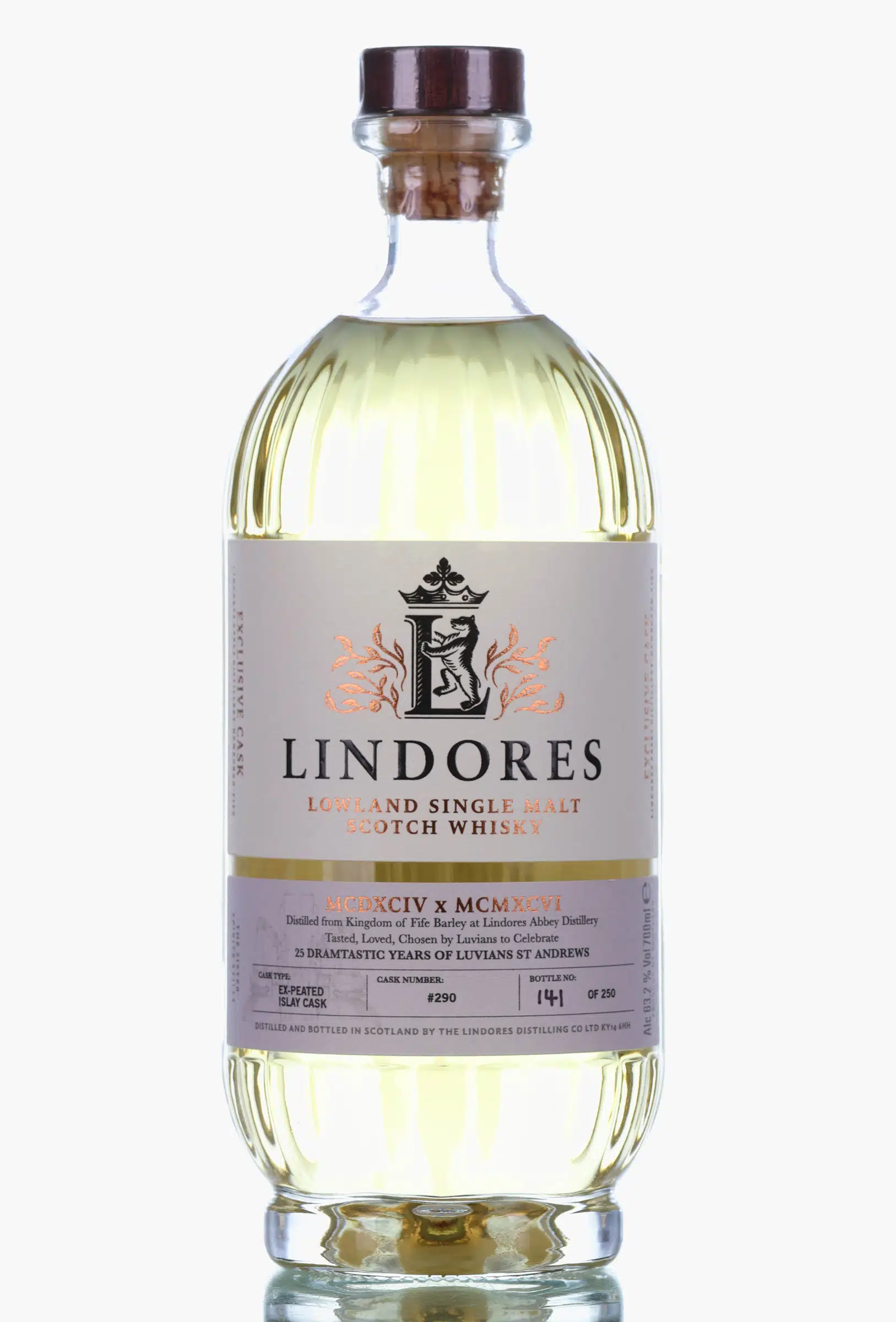 Lindores Abbey Exclusive Cask Luvians 25th Anniversary 3 Year Old, Ex-Peated Islay Cask, Cask #290, 2021, 63.2% whisky bottle