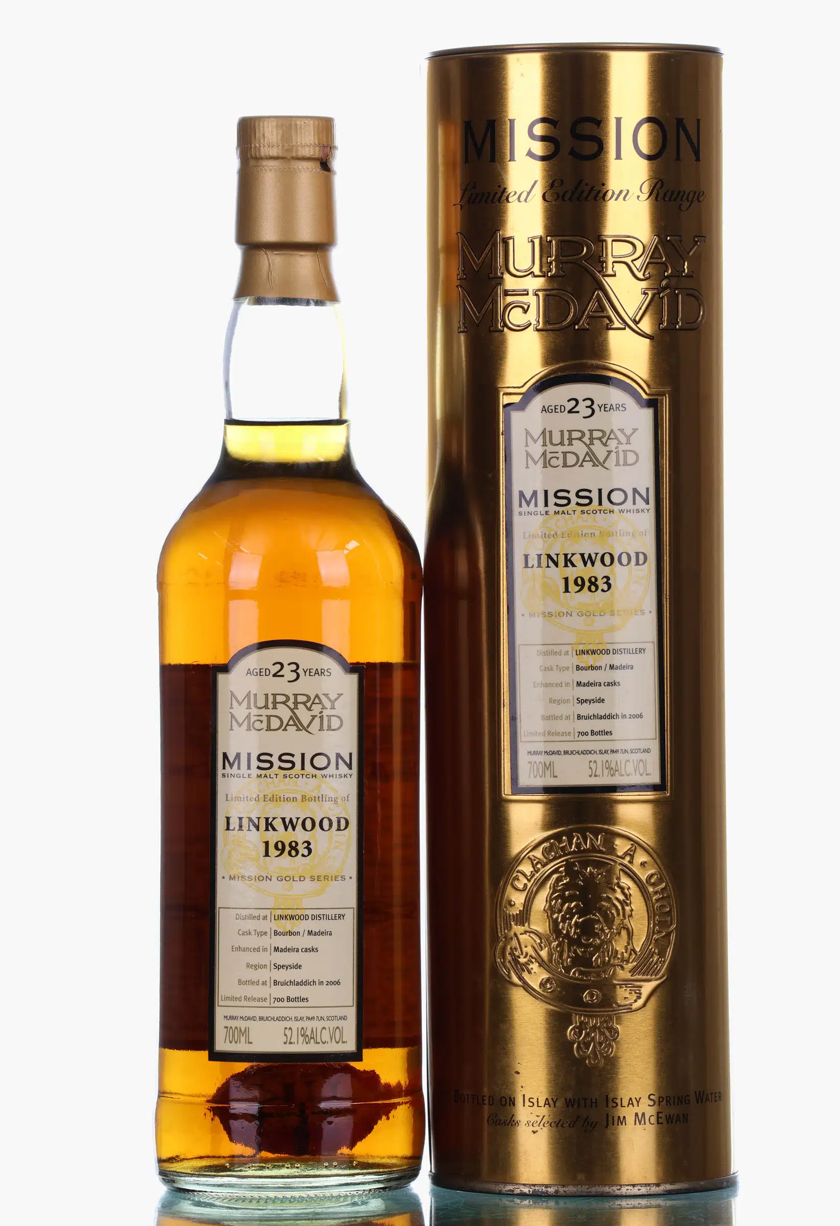 Linkwood Mission Limited Edition 23 Year Old, Bourbon & Madeira Cask, 1983, Murray McDavid, 52.1% whisky bottle