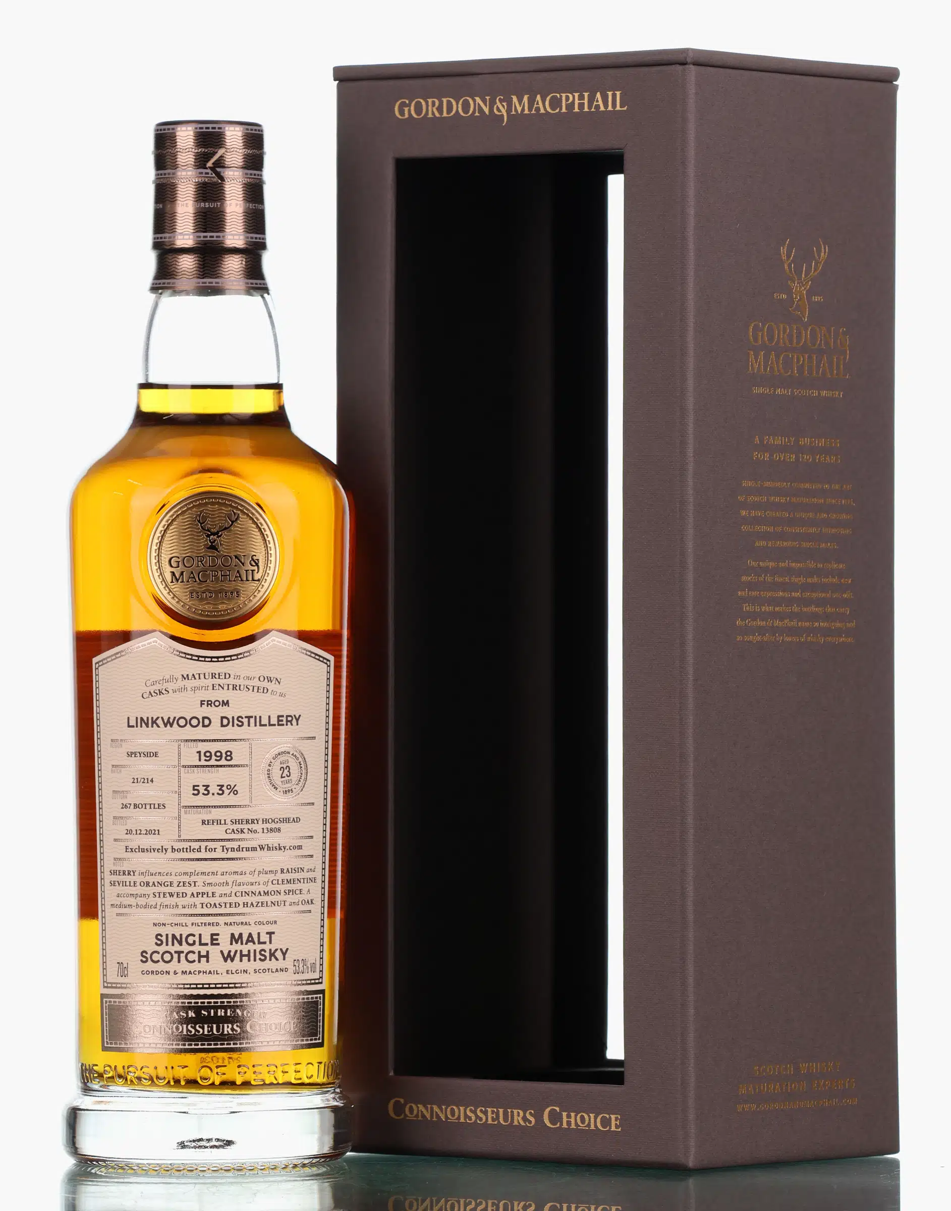 Linkwood Connoisseurs Choice 23 Year Old, Sherry Hogshead Cask, 1998, Gordon & MacPhail, 53.3% whisky bottle