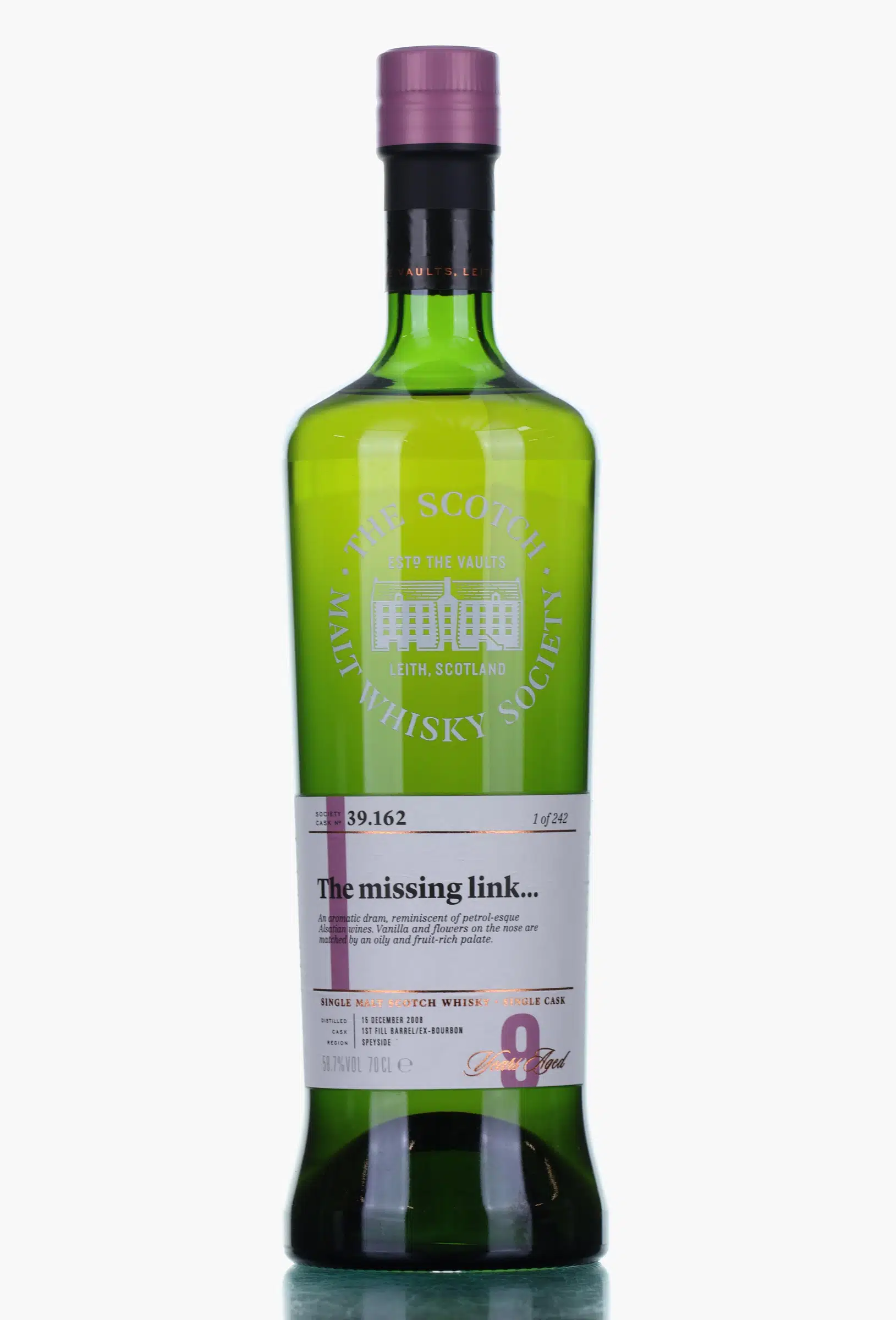 Linkwood The Missing Link... 9 Year Old, Bourbon Cask, Cask #39.162, 2008, The Scotch Malt Whisky Society, 58.7% whisky bottle