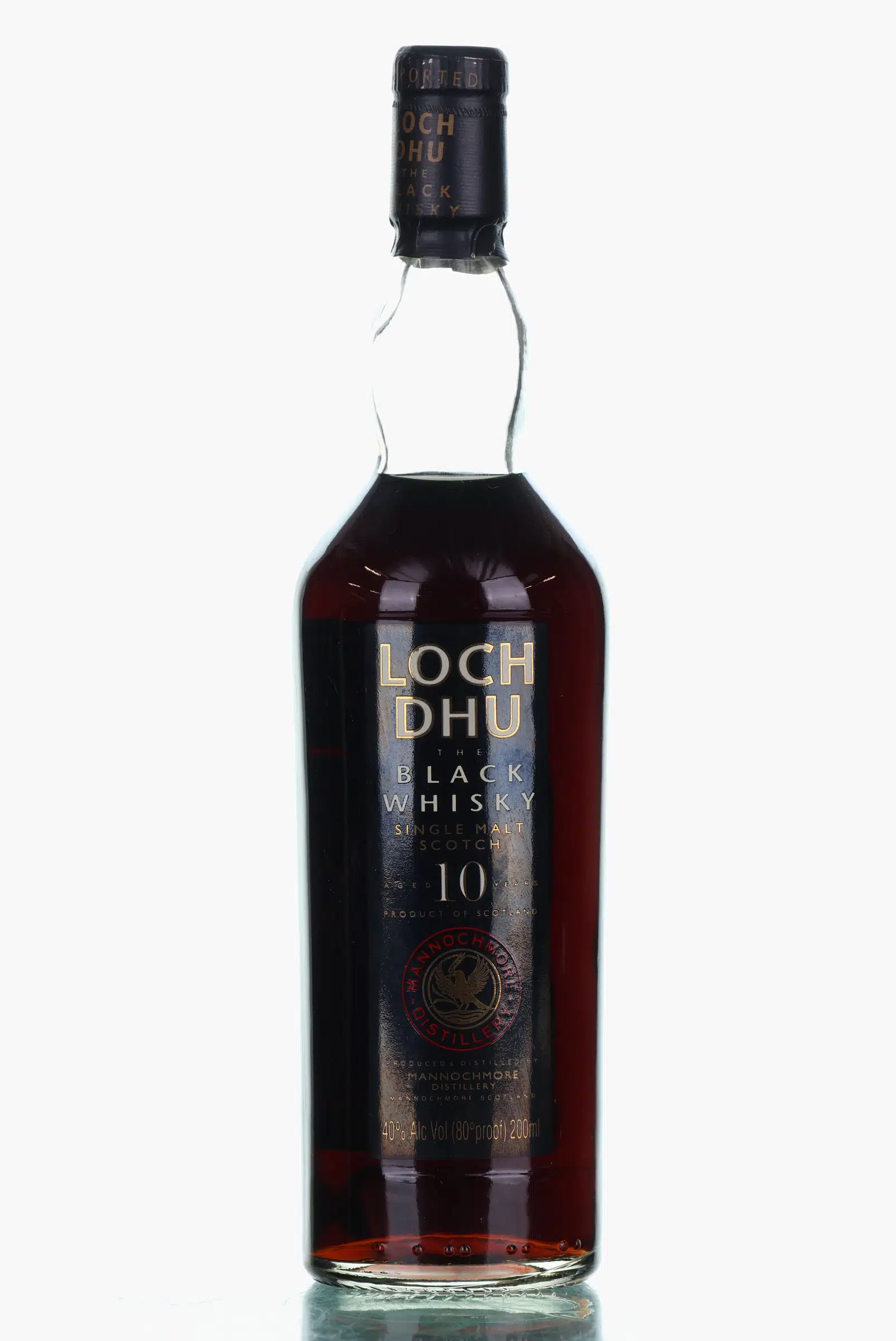Mannochmore Loch Dhu The Black Whisky 10 Year Old, Charred Oak Cask, 2000, 40% whisky bottle