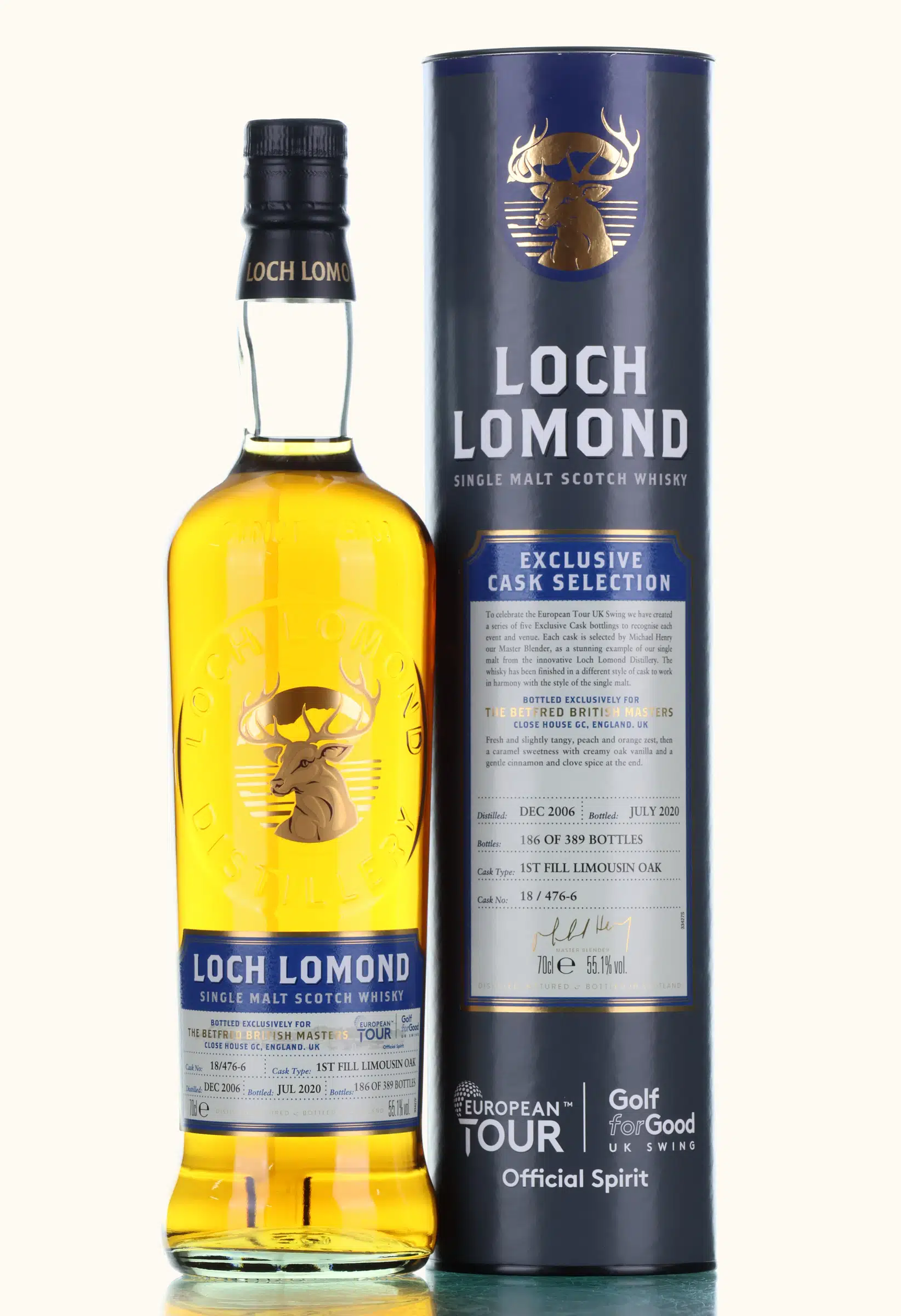 Loch Lomond Exclusive Cask Selection European Tour 13 Year Old, Limousin Oak Cask, Cask #18/476-6, 2020, 55.1% whisky bottle
