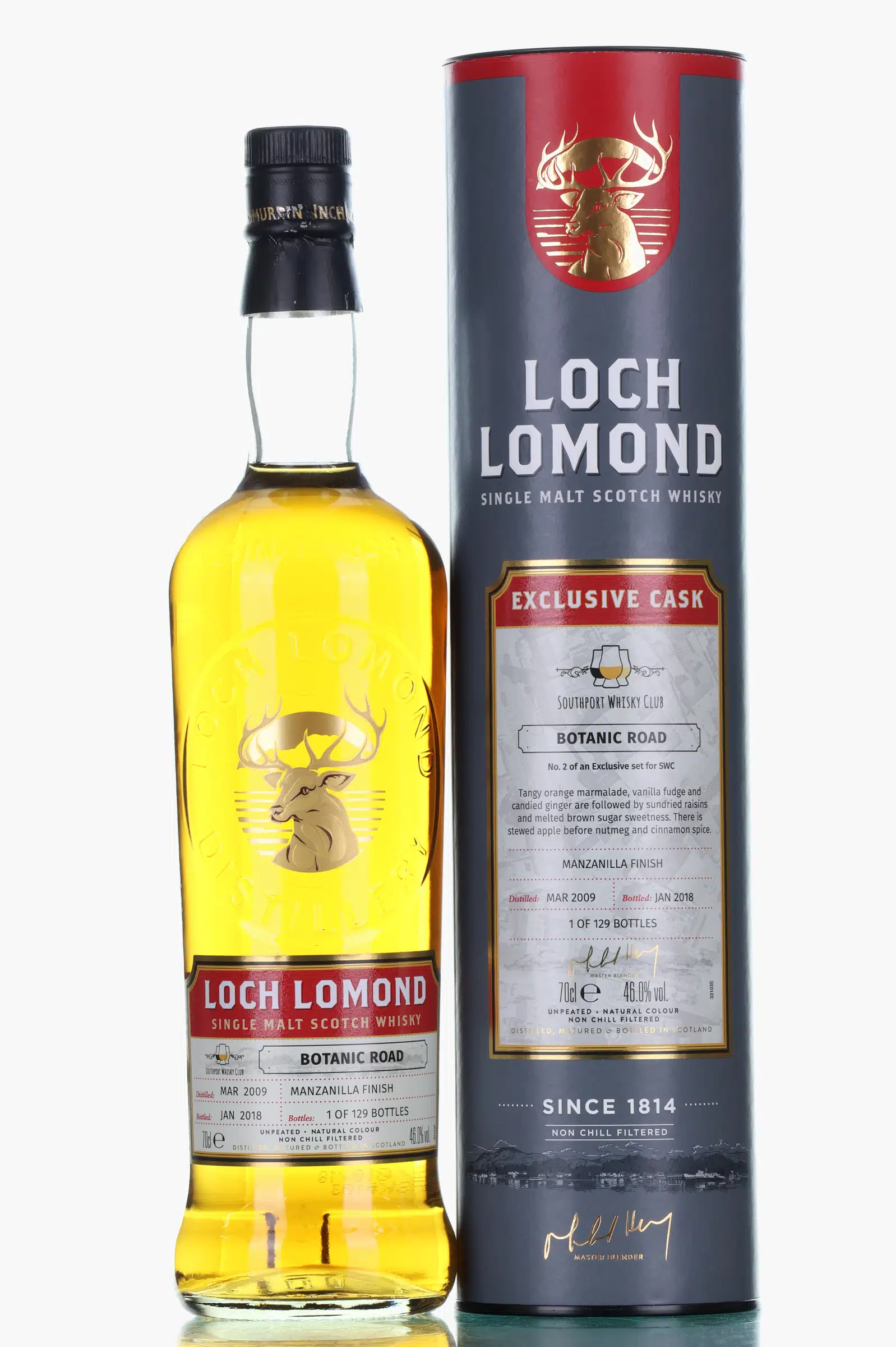 Loch Lomond Botanic Road 9 Year Old, Manzanilla Cask, 2009, 46% whisky bottle