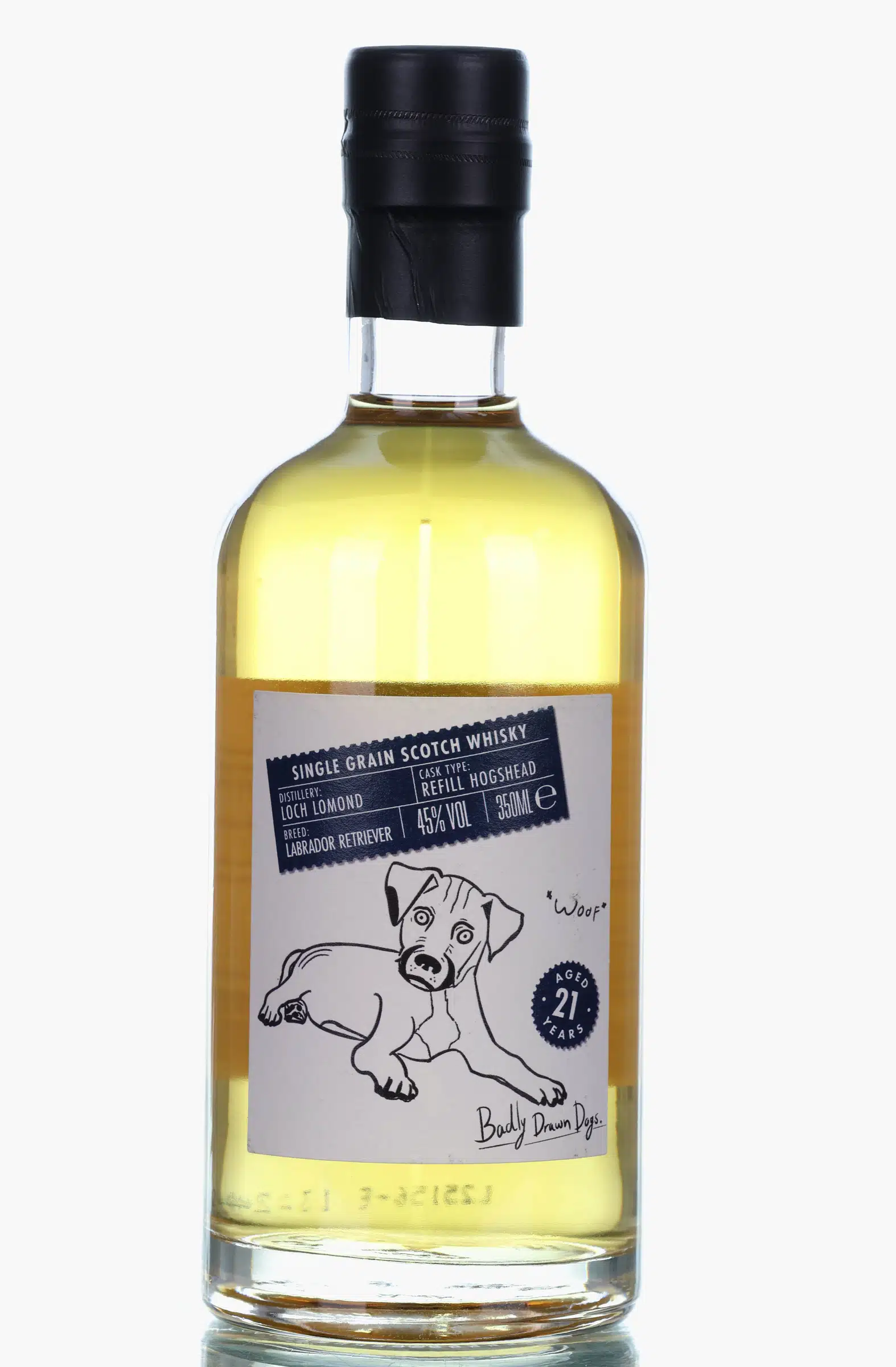 Loch Lomond Badly Drawn Dogs Labrador Retriever 21 Year Old, Refill Hogshead Cask, Badly Drawn Dogs, 45% whisky bottle
