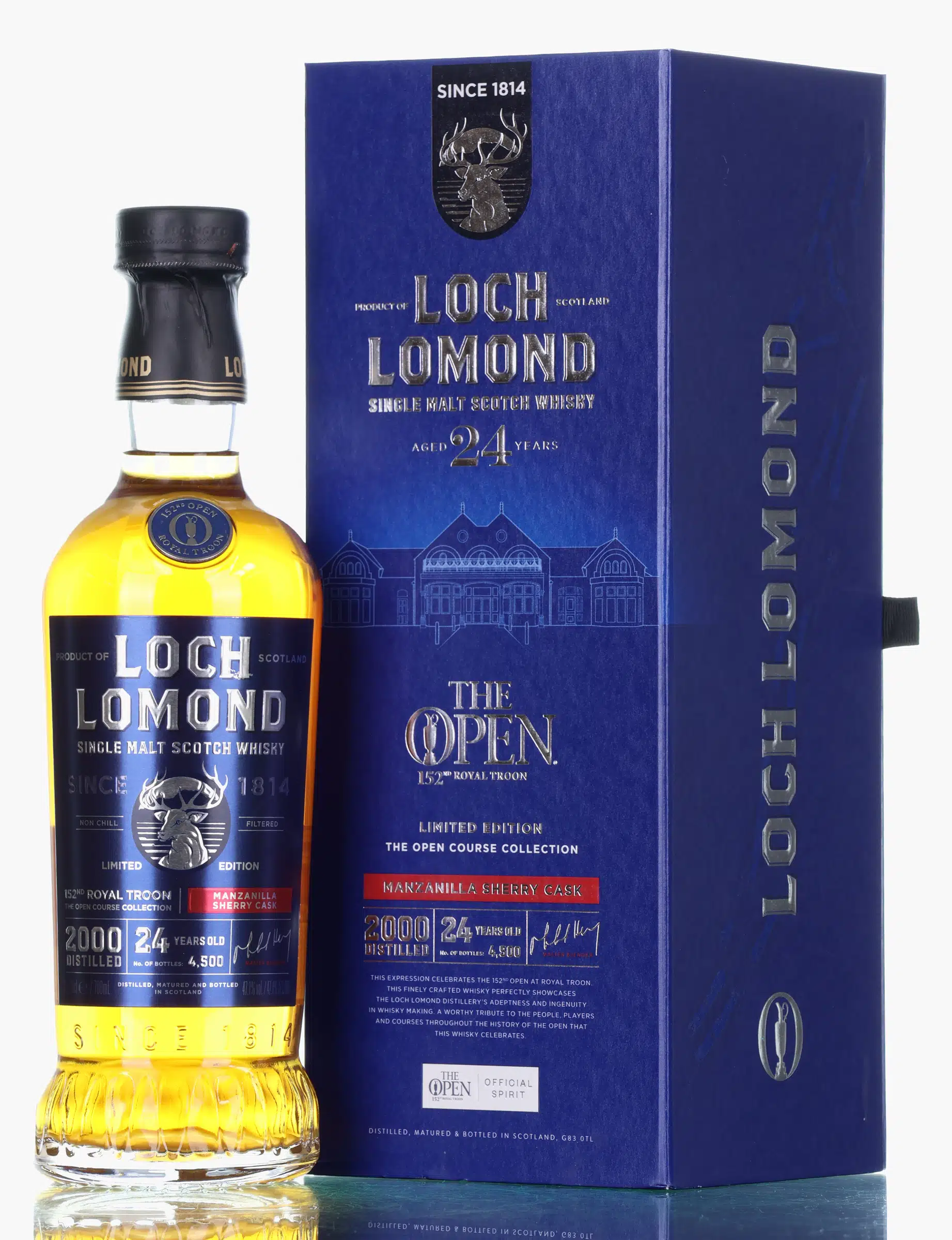 Loch Lomond Open Course Collection For The 152nd Open Royal Troon 24 Year Old, American Oak & Manzanilla Sherry Cask, 2024, 47.1% whisky bottle