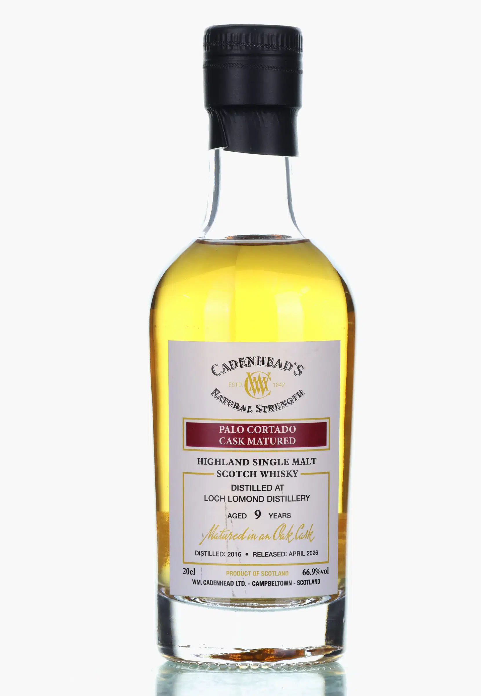 Loch Lomond Palo Cortado 9 Year Old, Palo Cortado Hogshead Cask, 2016, Cadenhead's, 66.9% whisky bottle
