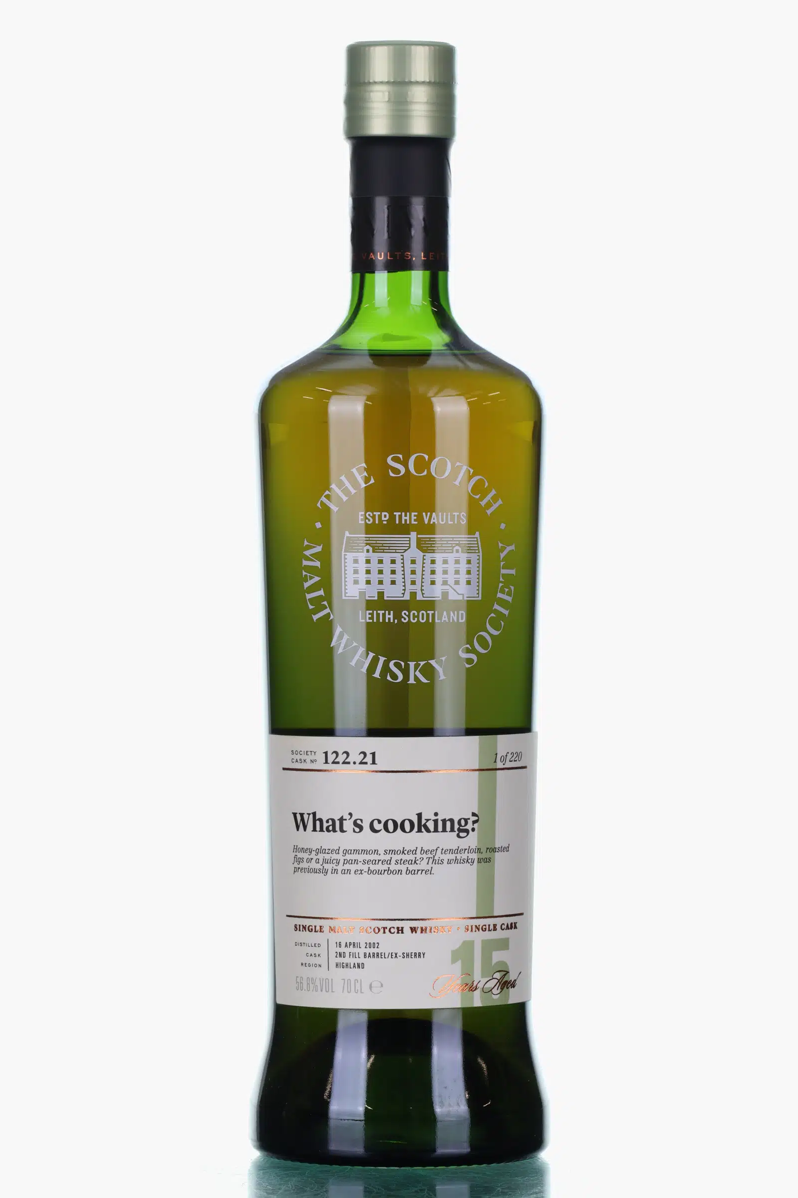 Loch Lomond Croftengea "What's Cooking?" 15 Year Old, 2nd Fill Ex-Sherry Barrel Cask, Cask #122.21, 2002, The Scotch Malt Whisky Society, 56.8% whisky bottle