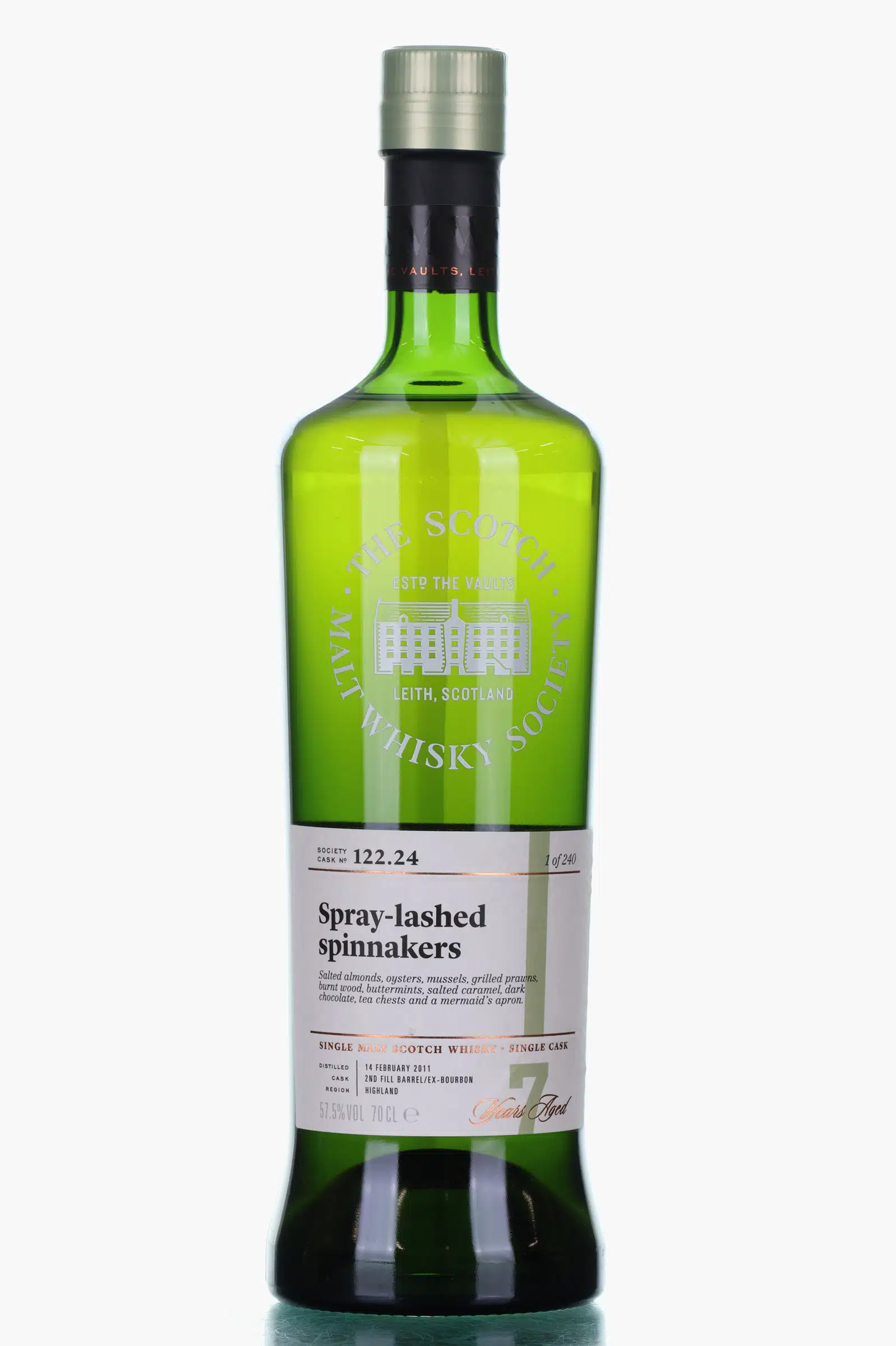 Loch Lomond Croftengea Spray-Lashed Spinnakers 7 Year Old, Bourbon Cask, Cask #24, 2011, The Scotch Malt Whisky Society, 57.5% whisky bottle