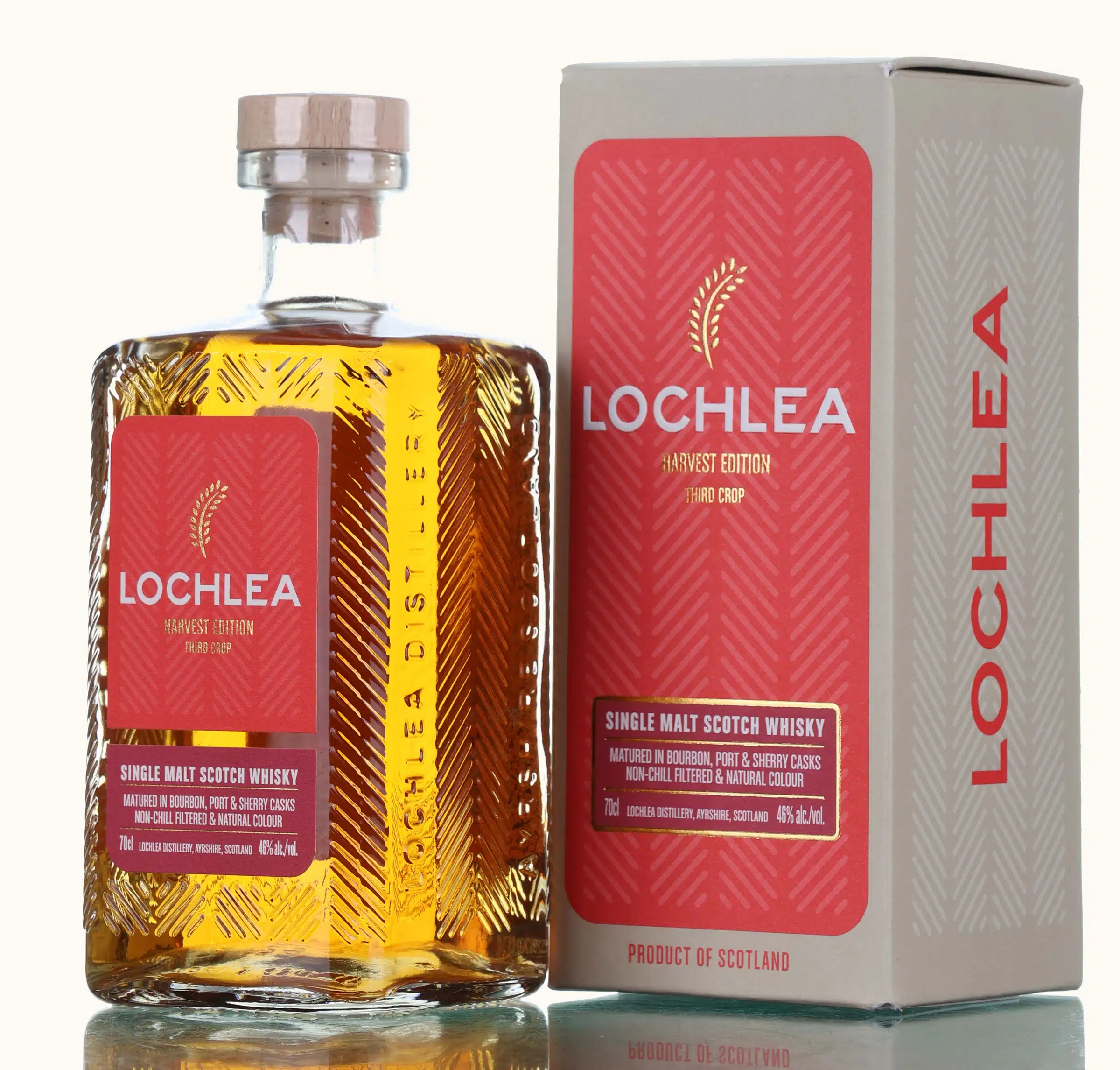Lochlea Harvest Edition Third Crop, Bourbon & Port & Sherry Cask, 2024, 46% whisky bottle