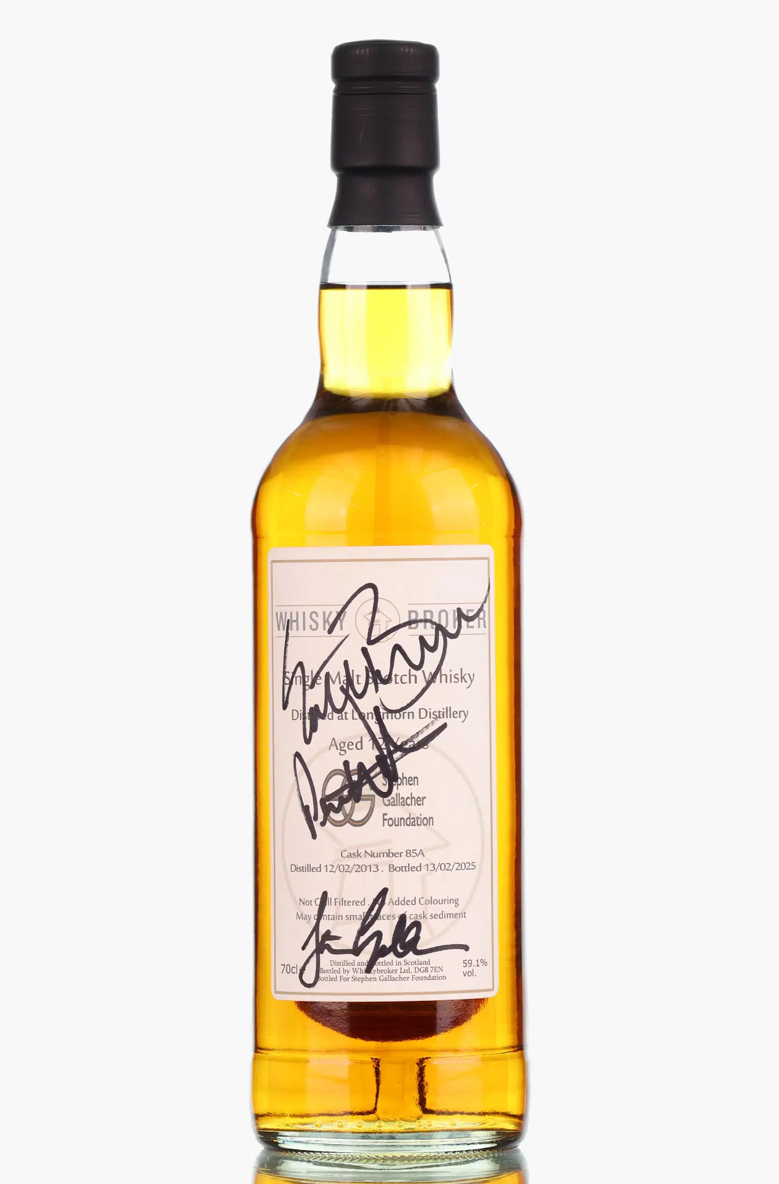 Longmorn Stephen Gallagher Foundation 12 Year Old, Cask No. R5A, 2013, Whiskybroker, 59.1% whisky bottle