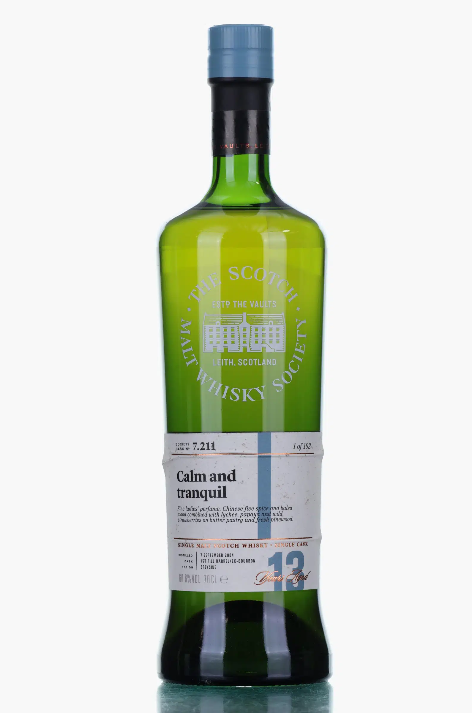 Longmorn Calm & tranquil 13 Year Old, Bourbon Cask, Cask #7.211, 2004, Scotch Malt Whisky Society, 60.6% whisky bottle