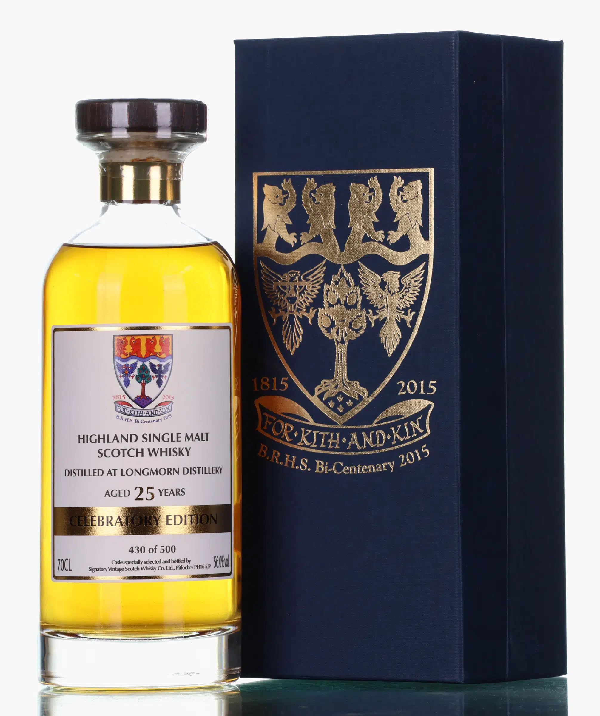 Longmorn Celebratory Edition 25 Year Old, 2015, Signatory Vintage, 56% whisky bottle