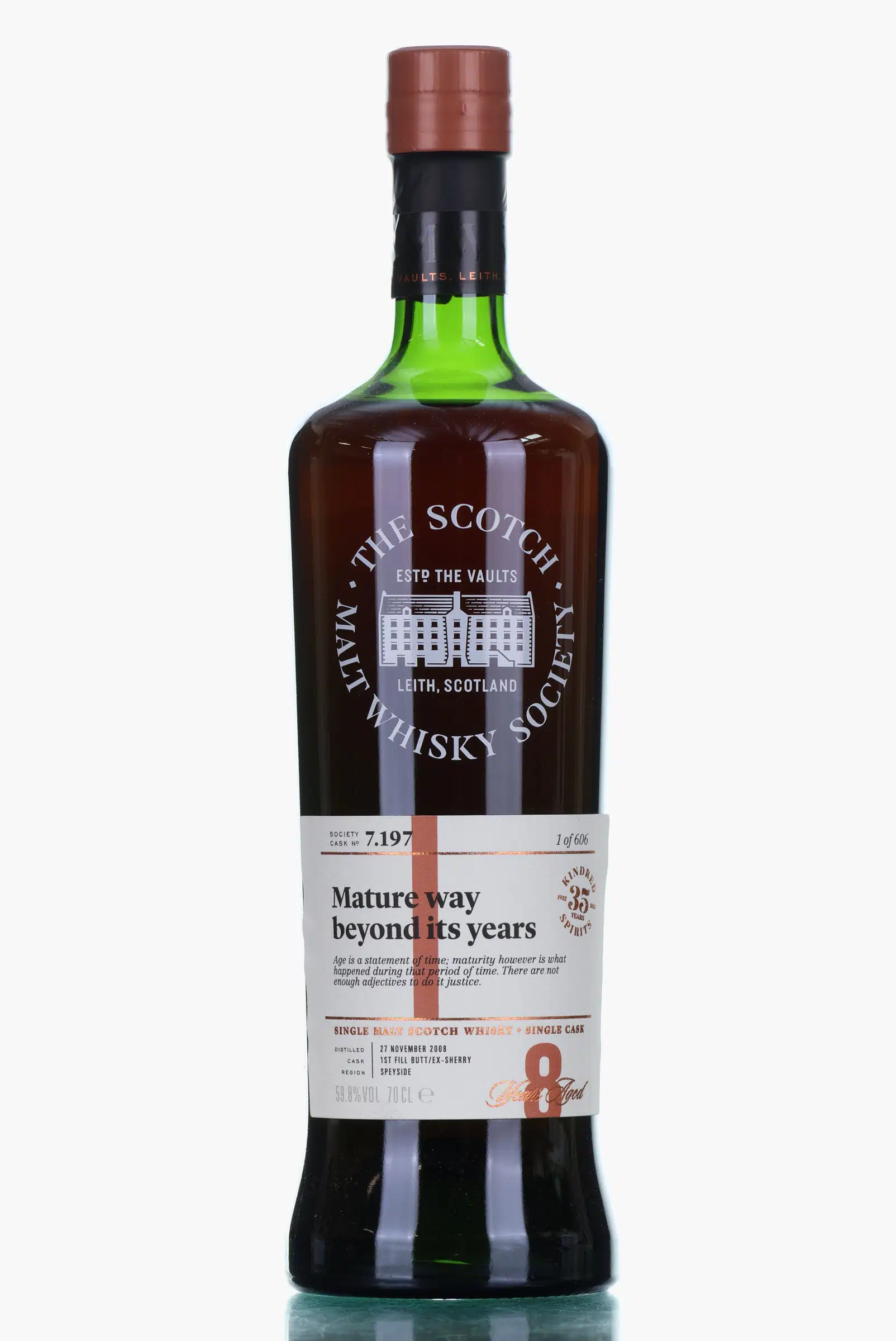 Longmorn Mature way beyond its years 8 Year Old, Ex-Sherry Butt Cask, Cask #7.197, 2008, The Scotch Malt Whisky Society (SMWS), 59.8% whisky bottle
