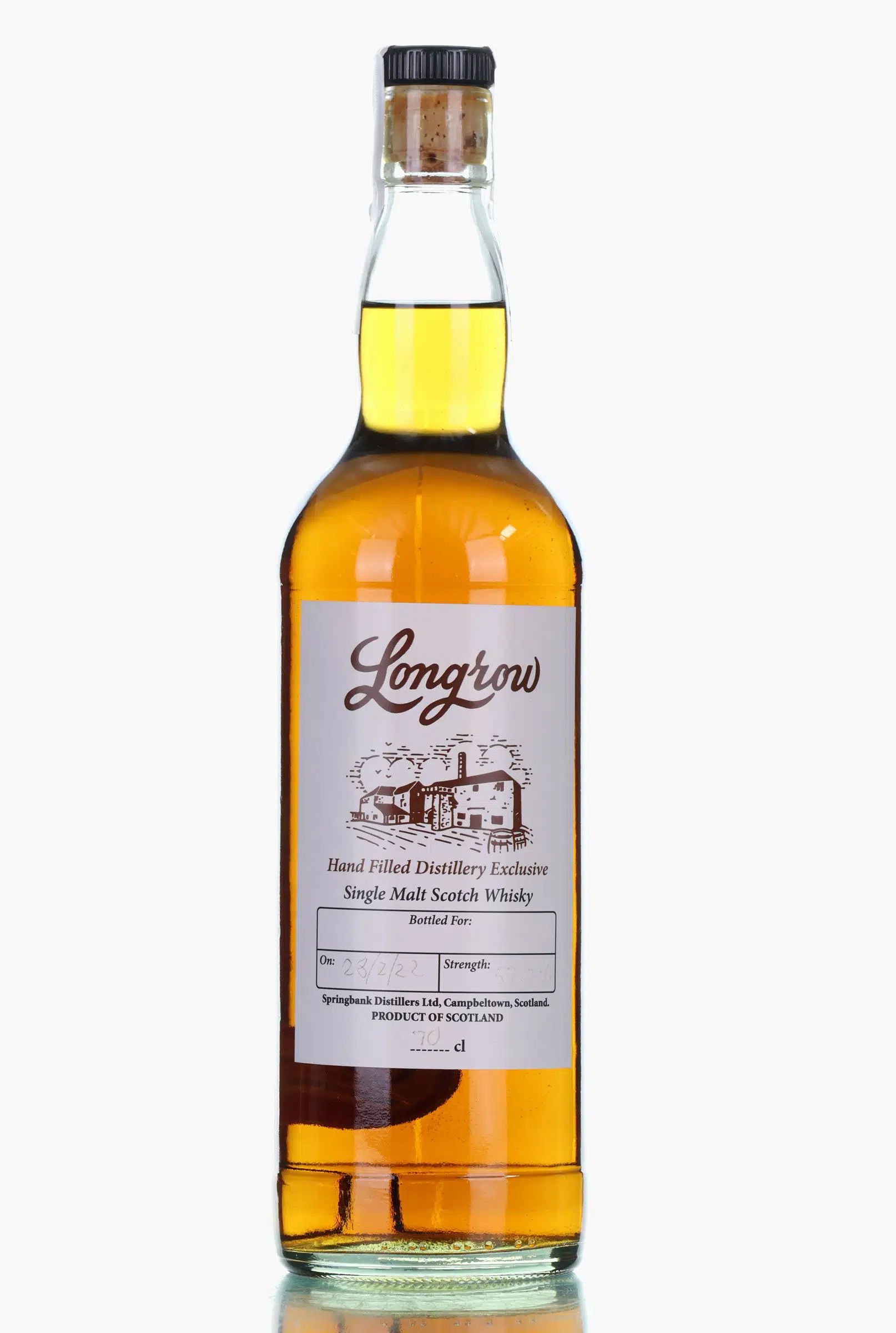 Longrow Hand Filled Distillery Exclusive, 2022, Springbank, 57.7% whisky bottle