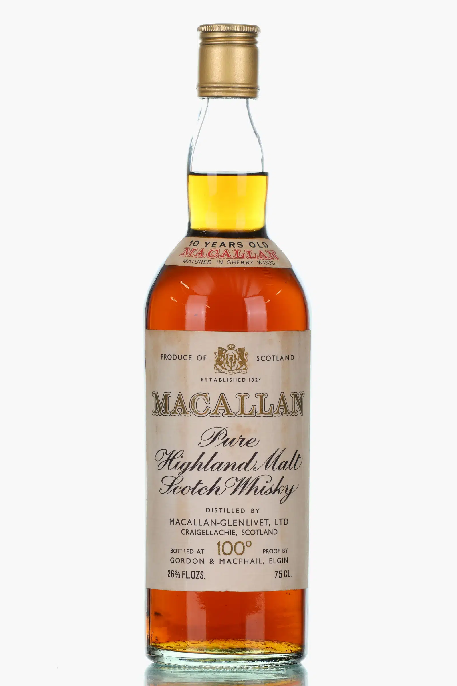 Macallan 100° Proof 10 Year Old, Sherry Cask, Gordon & MacPhail, 57.15% whisky bottle
