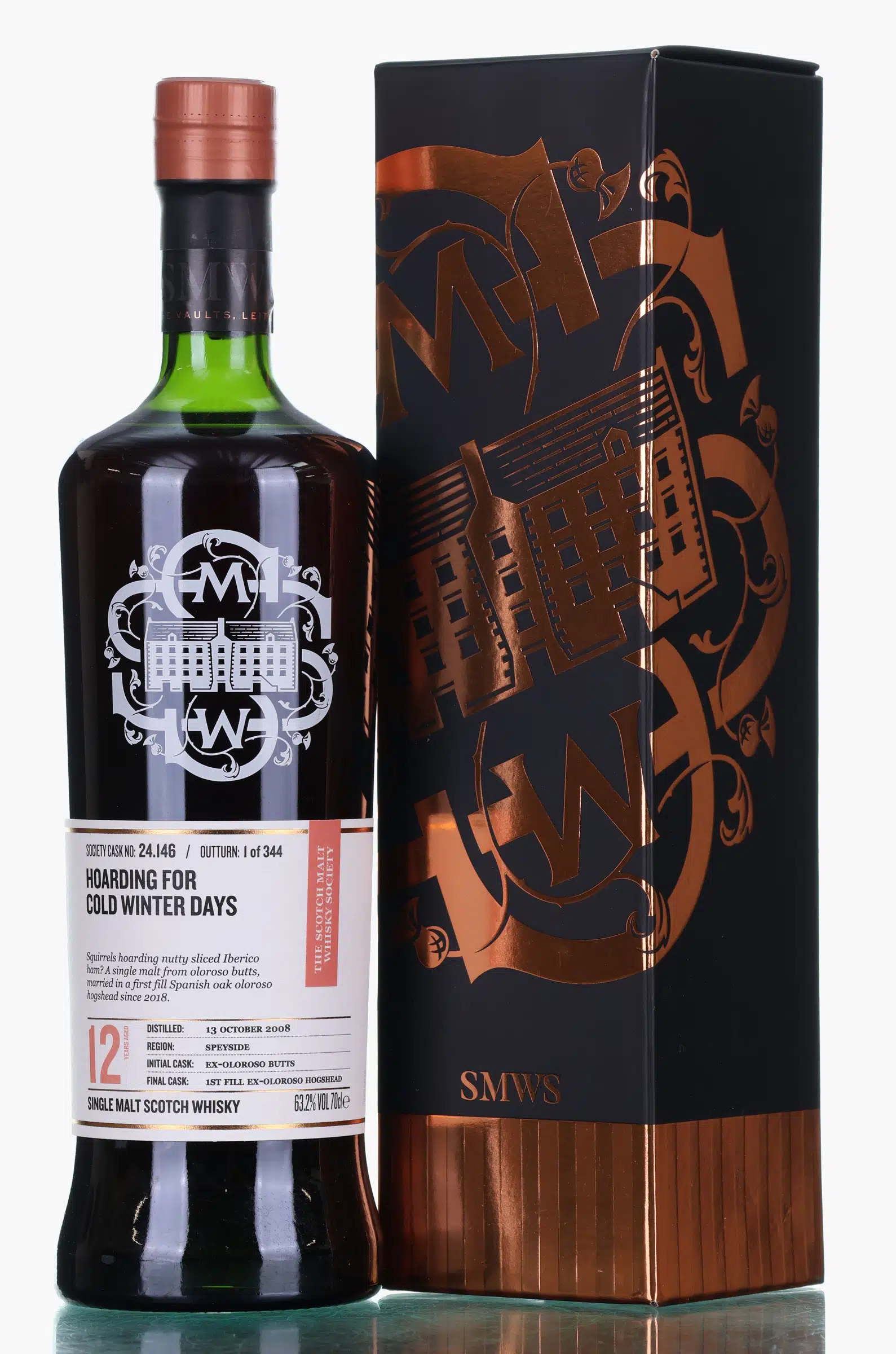 Macallan Hoarding for cold winter days 12 Year Old, Oloroso Hogshead Cask, Cask #24.146, 2008, The Scotch Malt Whisky Society, 63.2% whisky bottle
