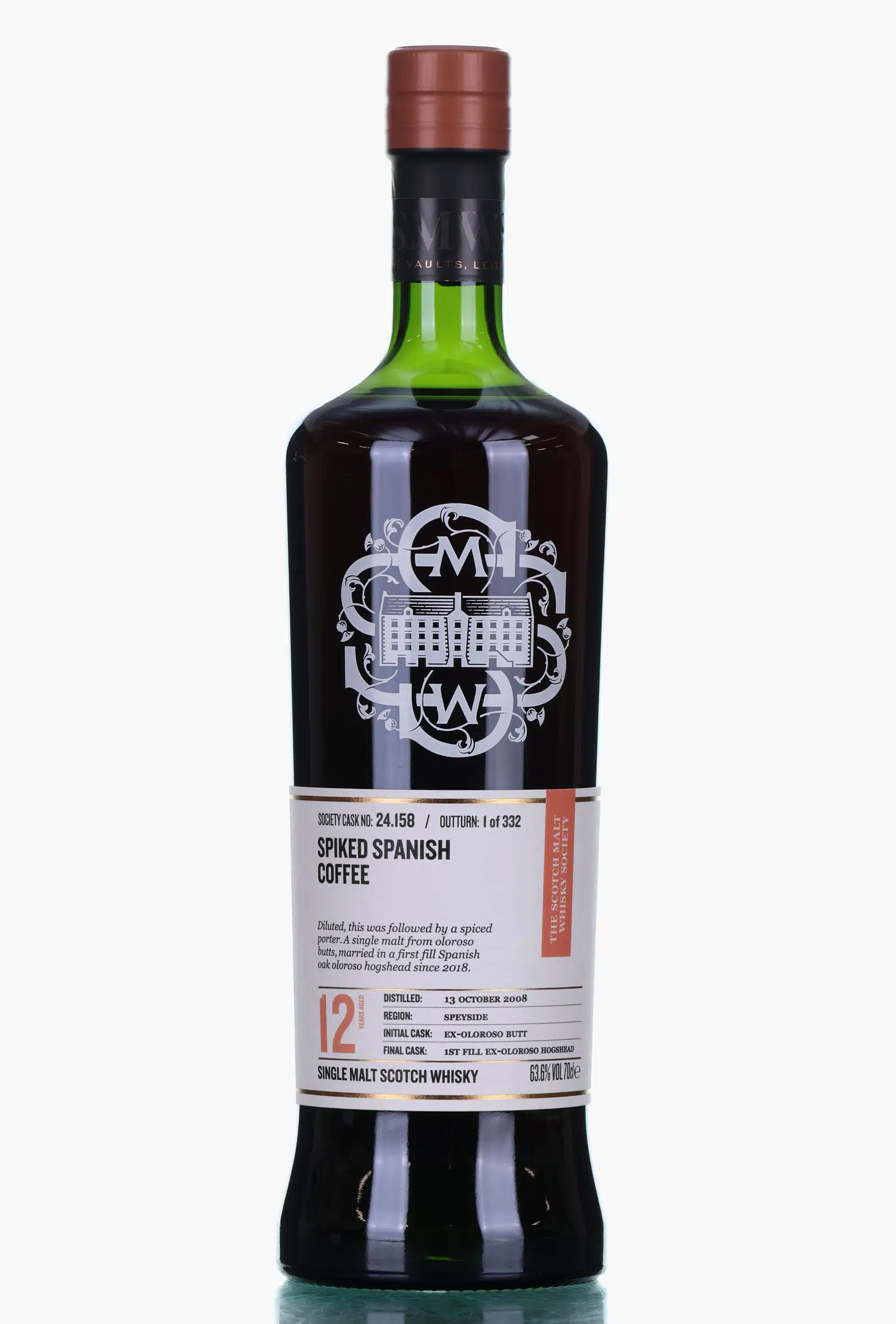Macallan Spiked Spanish Coffee 12 Year Old, Oloroso Sherry Cask, Cask #24.158, 2008, The Scotch Malt Whisky Society, 63.6% whisky bottle