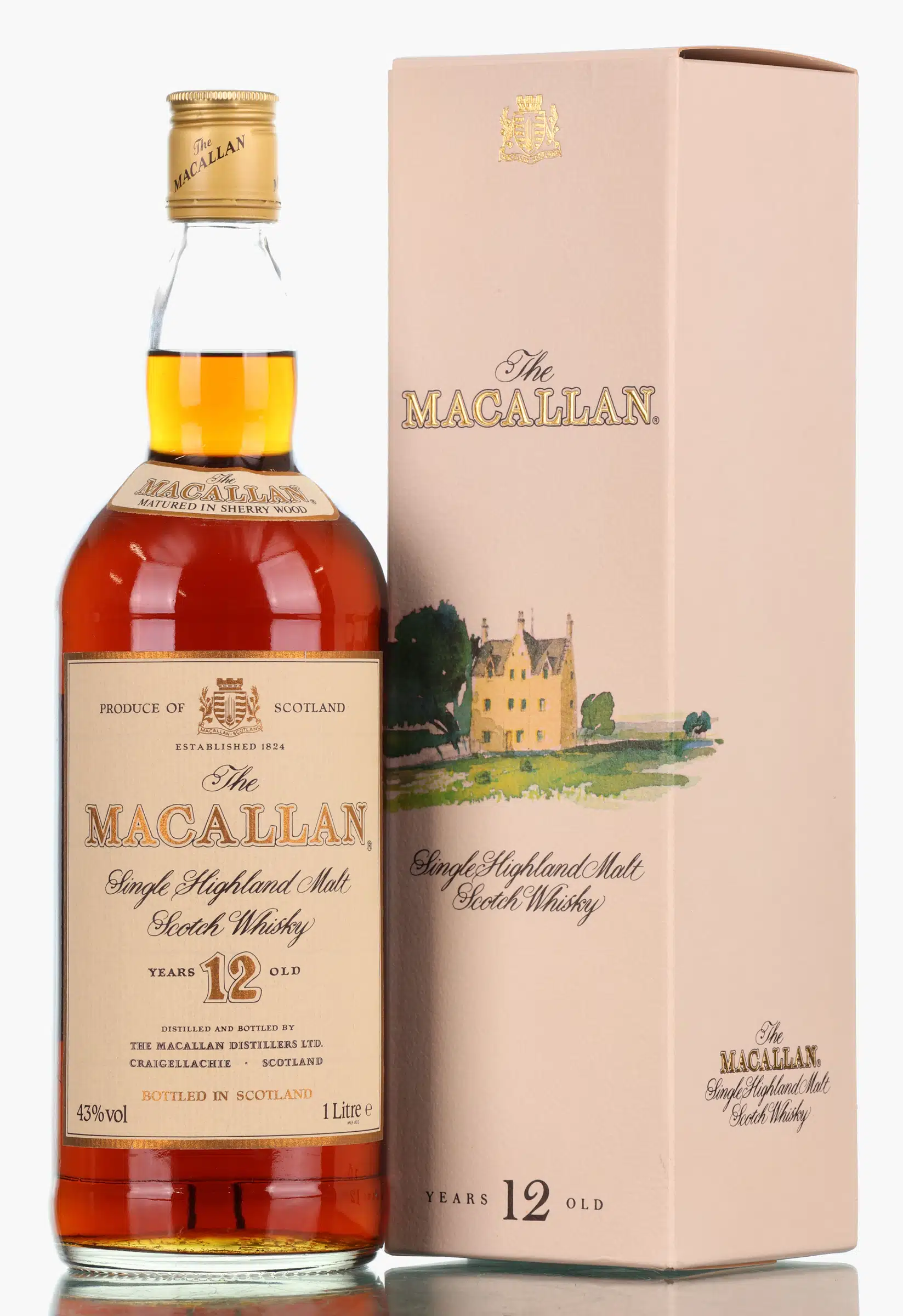 Macallan Sherry Wood 1980's 1-Litre Duty Free 12 Year Old, Sherry Cask, 43% whisky bottle