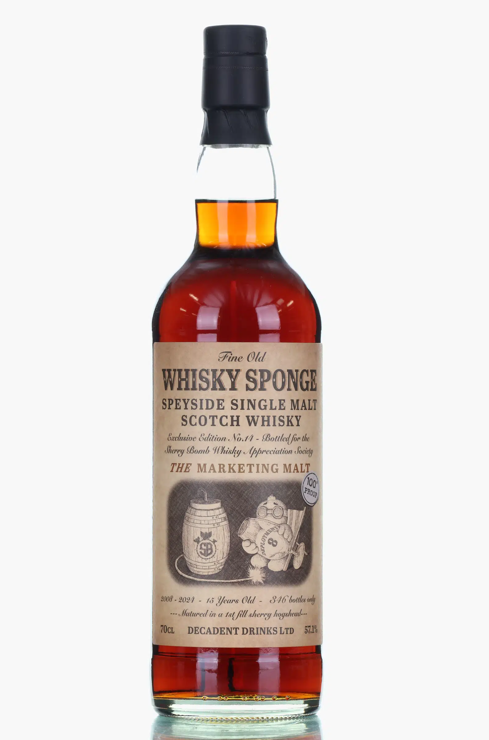 Macallan 'The Marketing Malt' Exclusive Edition No. 1 15 Year Old, Sherry Hogshead Cask, 2008, Whisky Sponge, 57.1% whisky bottle