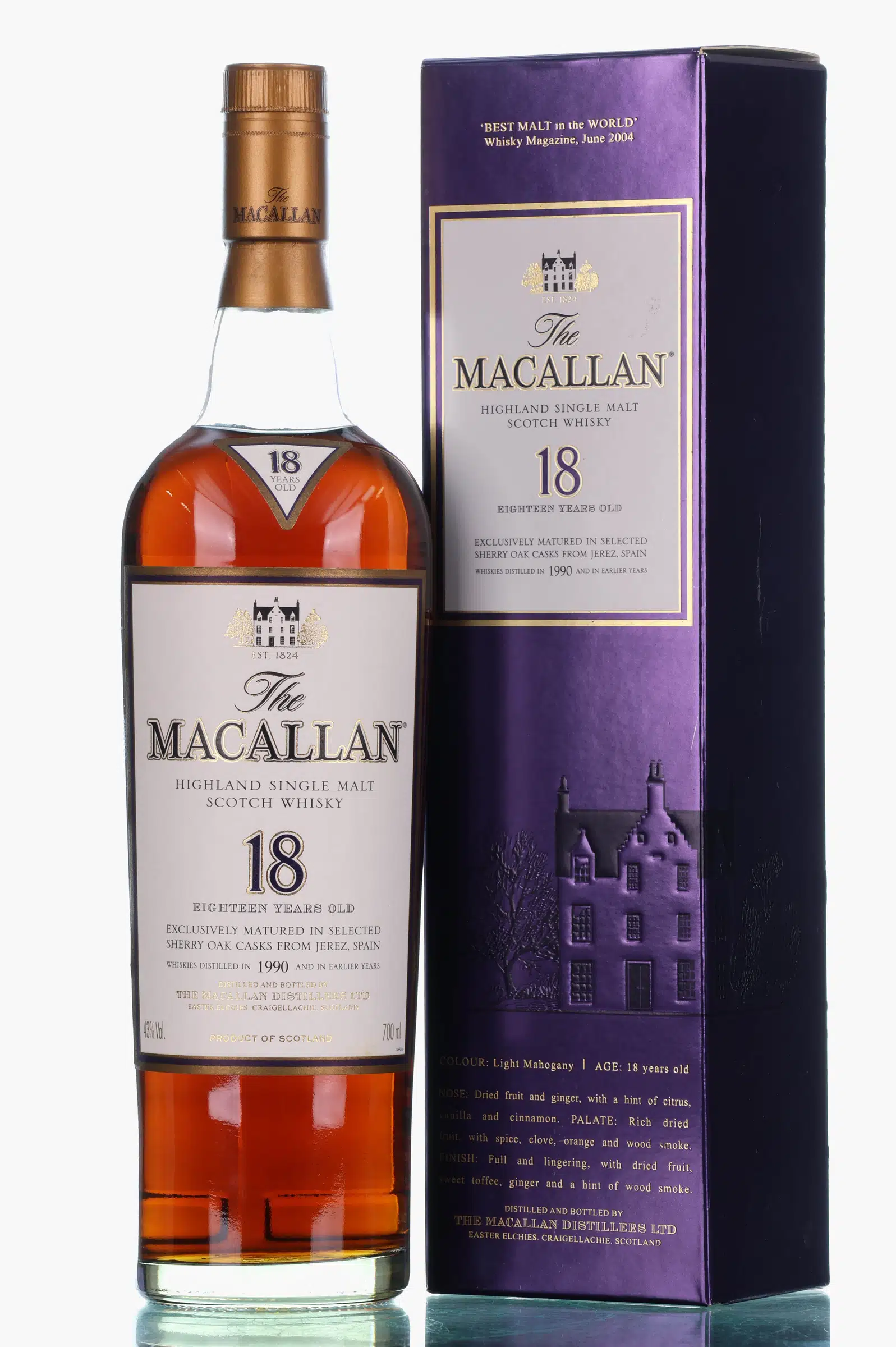Macallan 18 Year Old, Sherry Cask, 2008, 43% whisky bottle