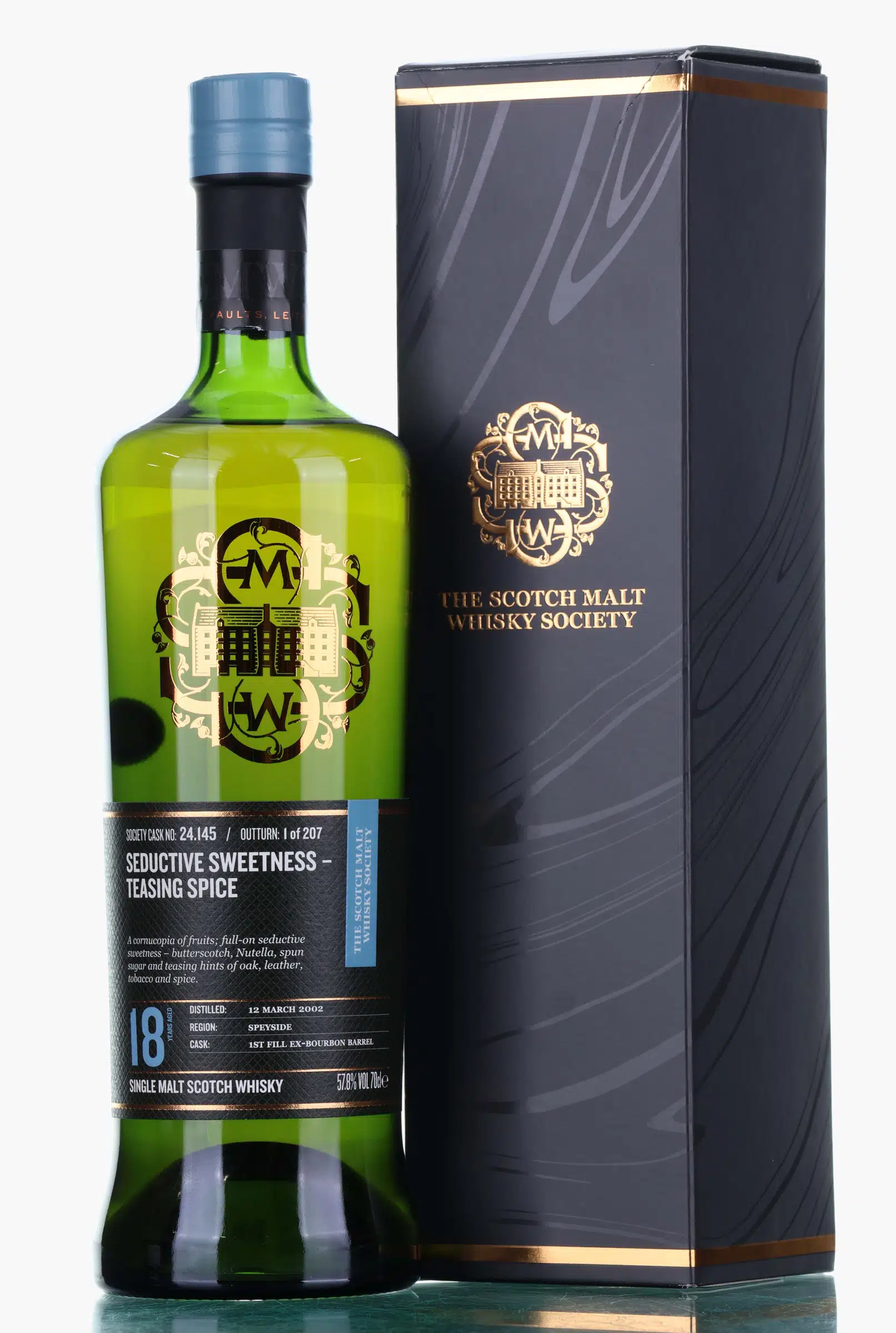 Macallan Seductive Sweetness - Teasing Spice 18 Year Old, Ex-Bourbon Cask, Cask #24.145, 2002, The Scotch Malt Whisky Society, 57.8% whisky bottle