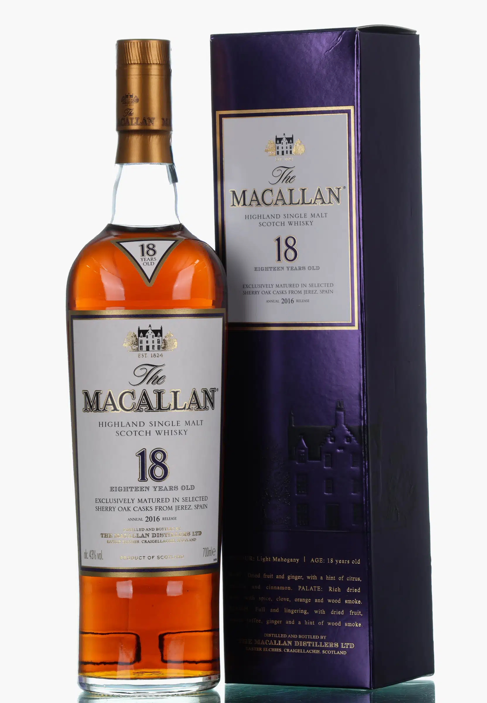 Macallan Sherry Oak 18 Year Old, Sherry Cask, 2016, 43% whisky bottle