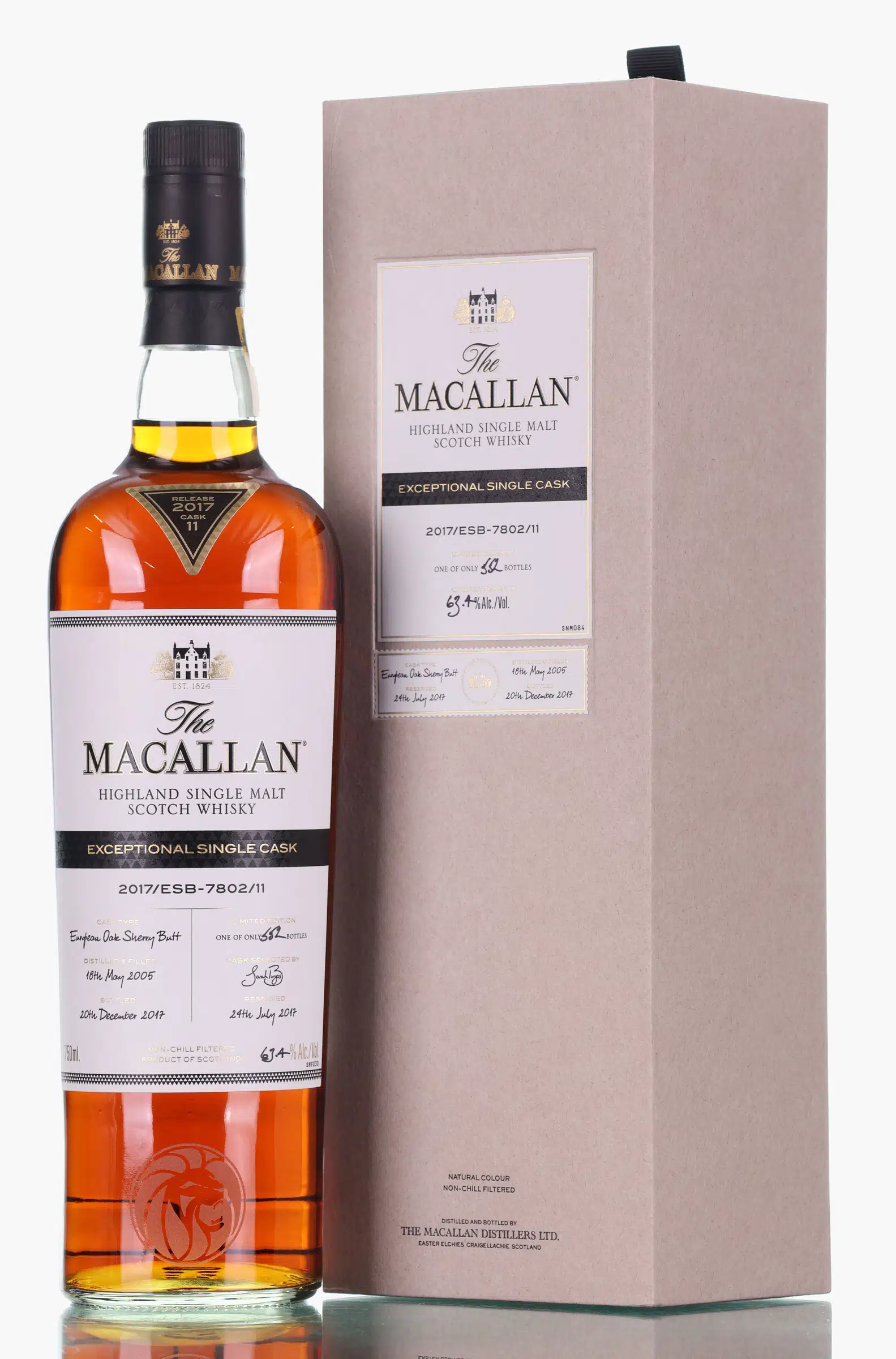 Macallan Exceptional Single Cask 12 Year Old, Sherry Butt Cask, Cask #11, 2017, 63.4% whisky bottle