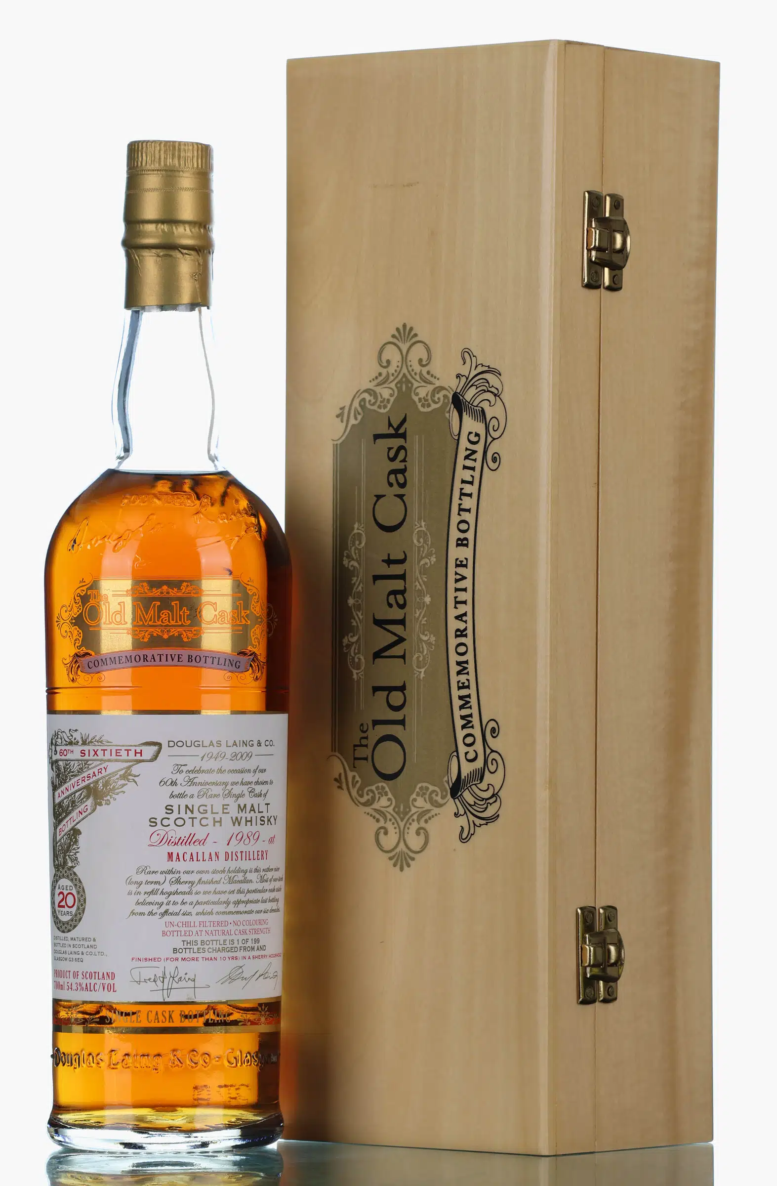 Macallan The Old Malt Cask 60th Anniversary 20 Year Old, Sherry Hogshead Cask, 1989, Douglas Laing, 54.3% whisky bottle