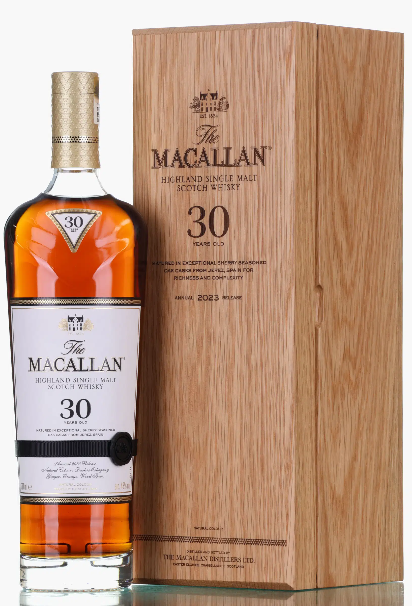 Macallan Sherry Oak 30 Year Old, Sherry Cask, 2023, 43% whisky bottle