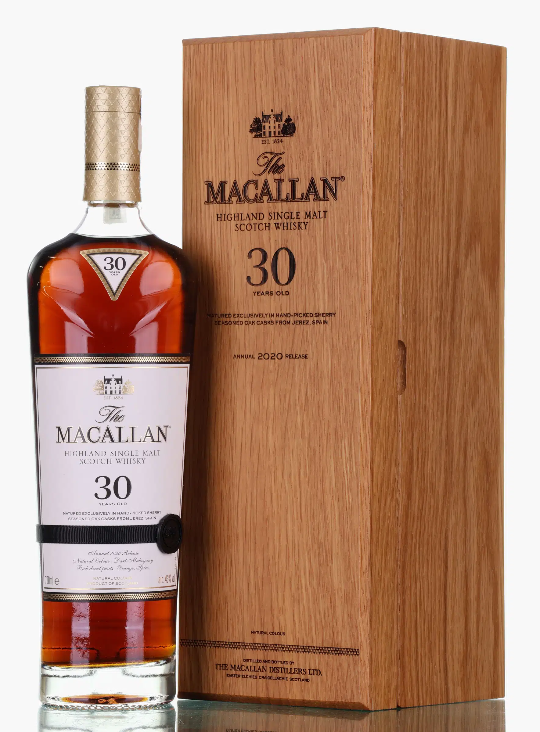 Macallan Sherry Oak 30 Year Old, Oloroso Sherry Cask, 2020, 43% whisky bottle