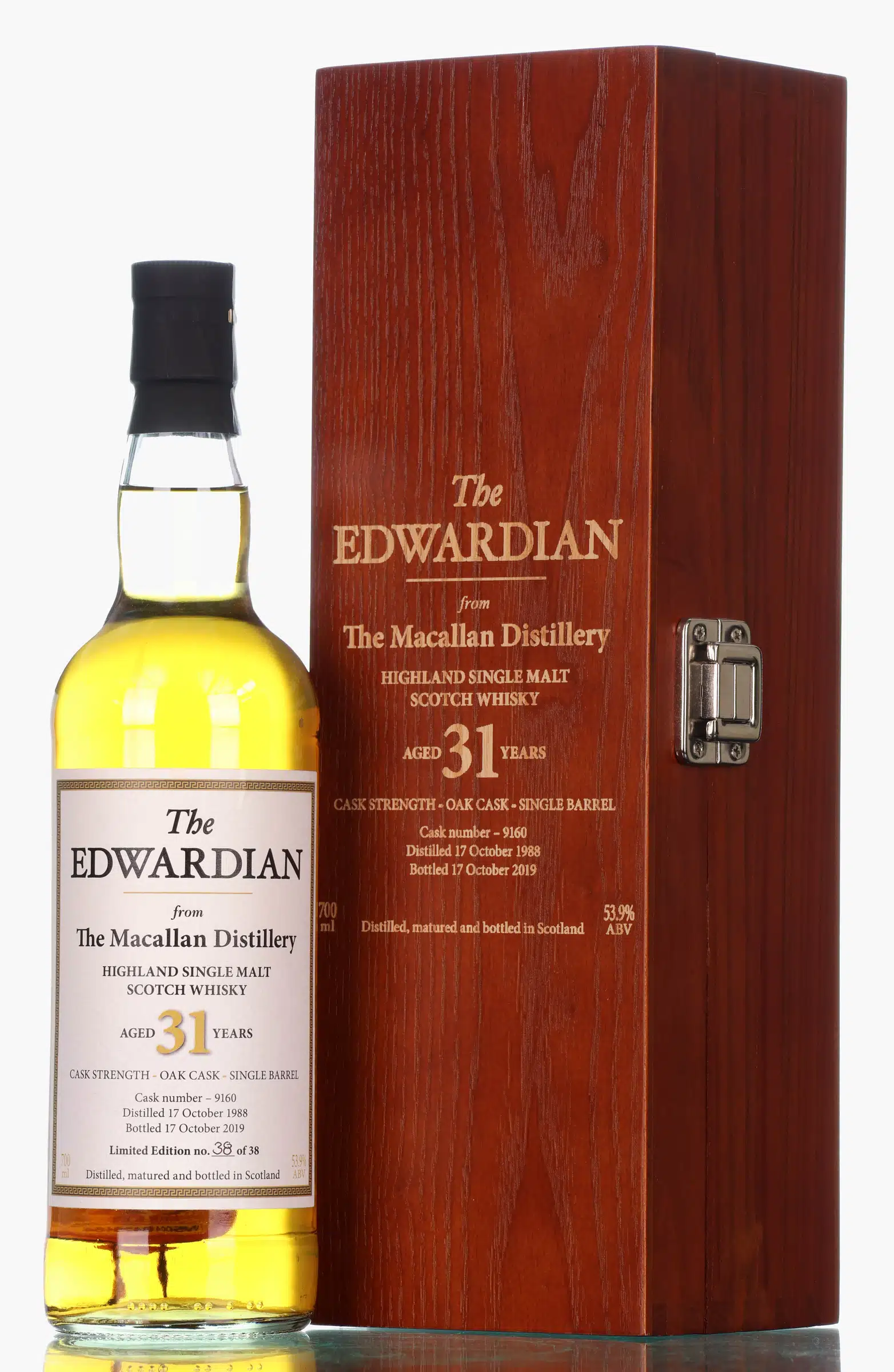 Macallan The Edwardian Private Cask 31 Year Old, Oak Cask, Cask #9160, 2019, 53.9% whisky bottle