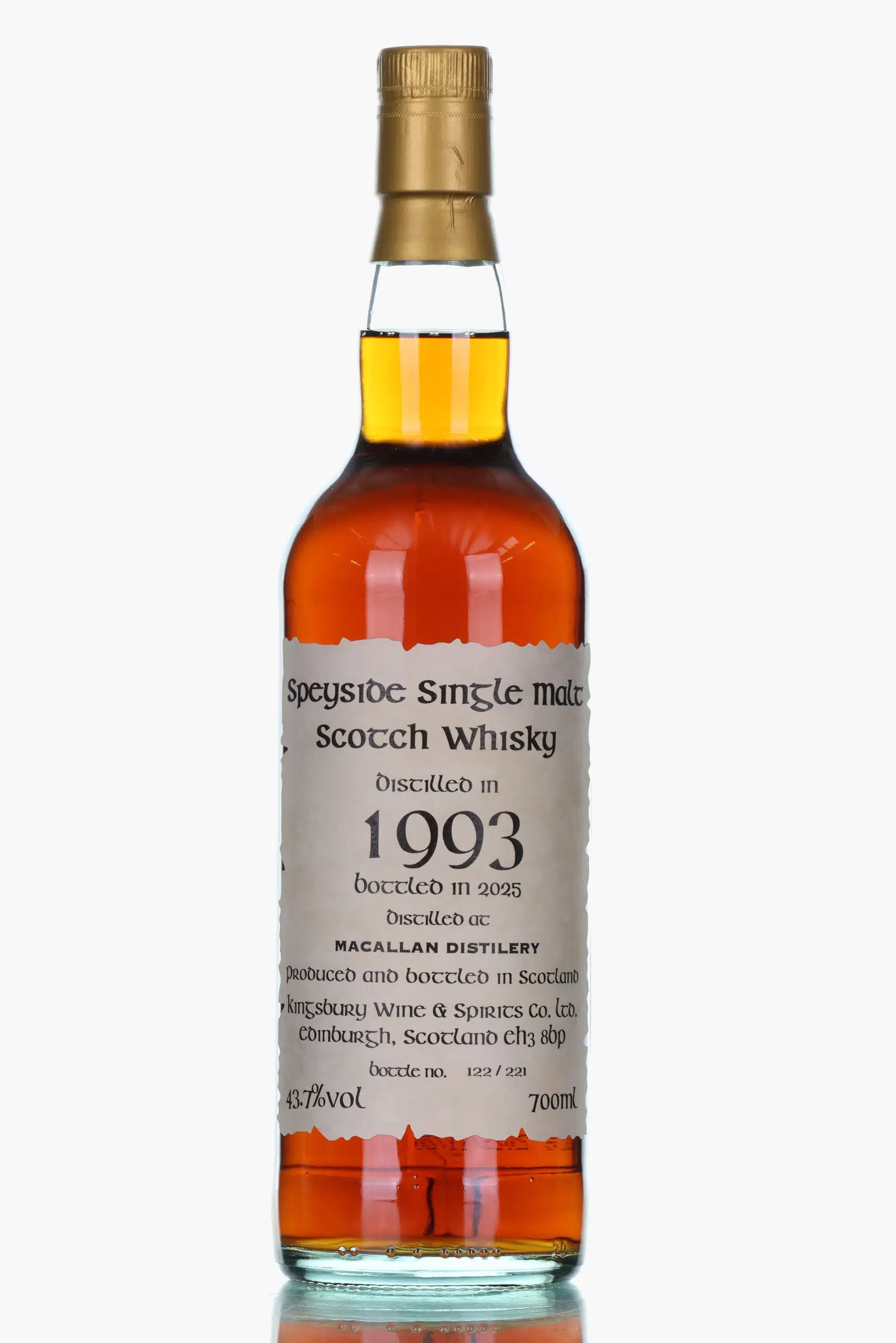 Macallan Celtic Series 32 Year Old, Sherry Cask, Cask #5122, 1993, Kingsbury Wine & Spirits Co., 43.7% whisky bottle