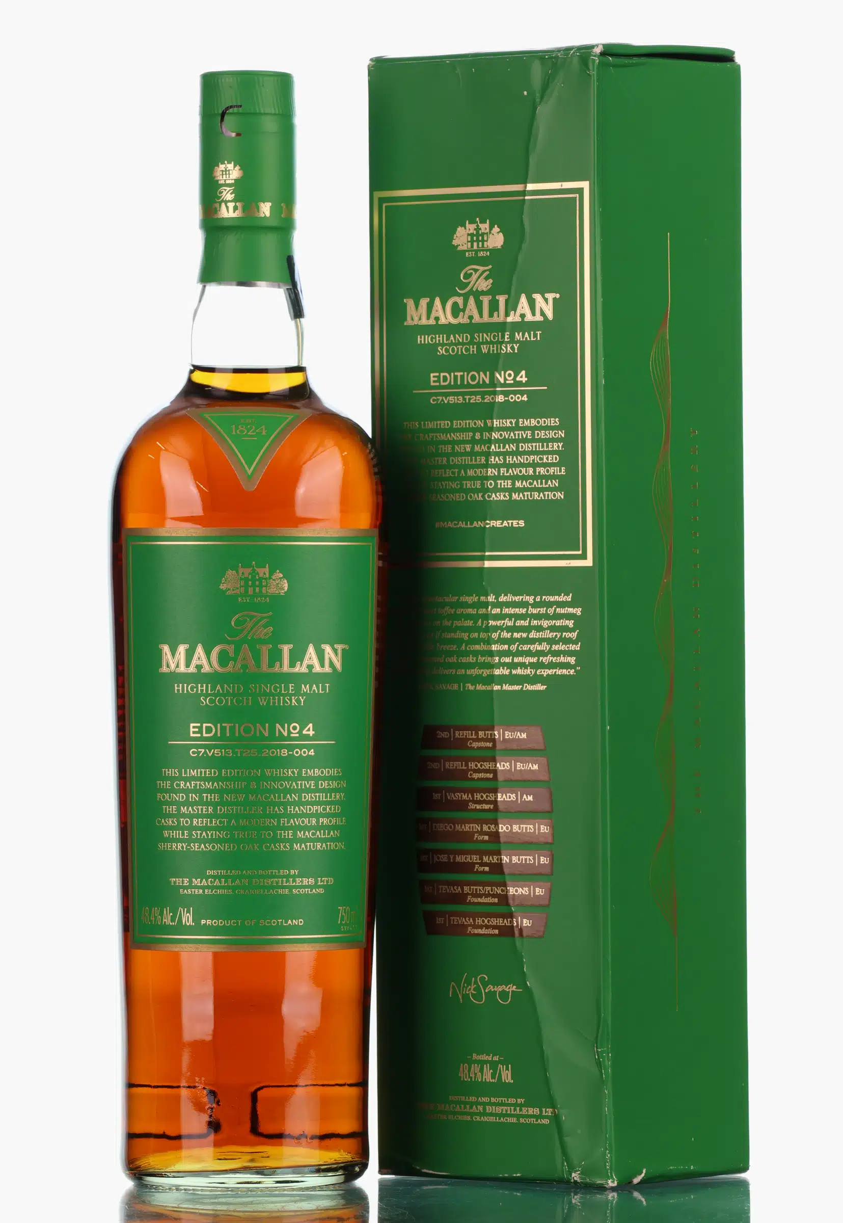 Macallan Edition No. 4, European & American Oak Sherry Cask Cask, Batch C7.V813.T25.2018-004, 2018, 48.4%, 75cl whisky bottle