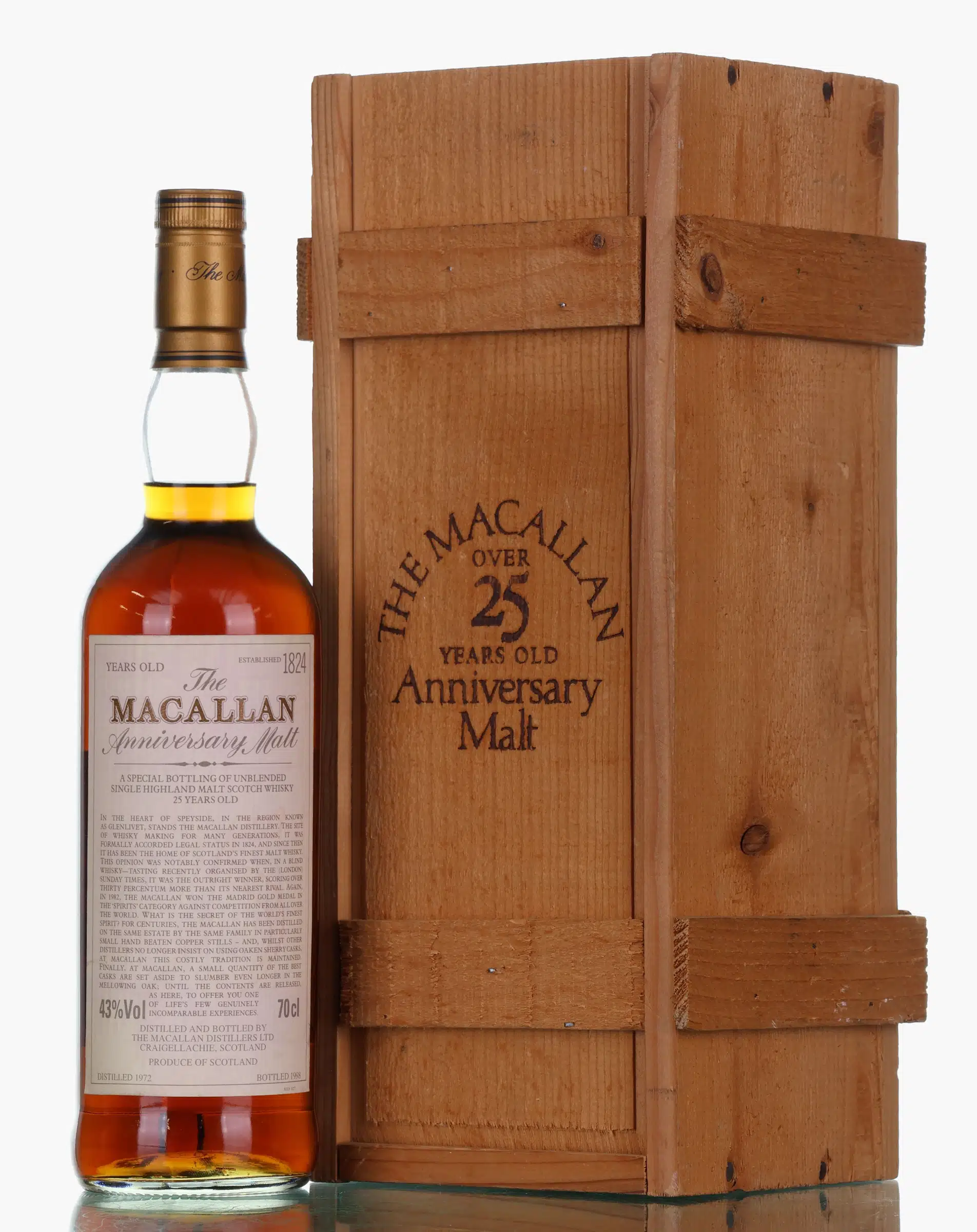 Macallan Anniversary Malt 25 Year Old, Sherry Cask, 1998, 43% whisky bottle