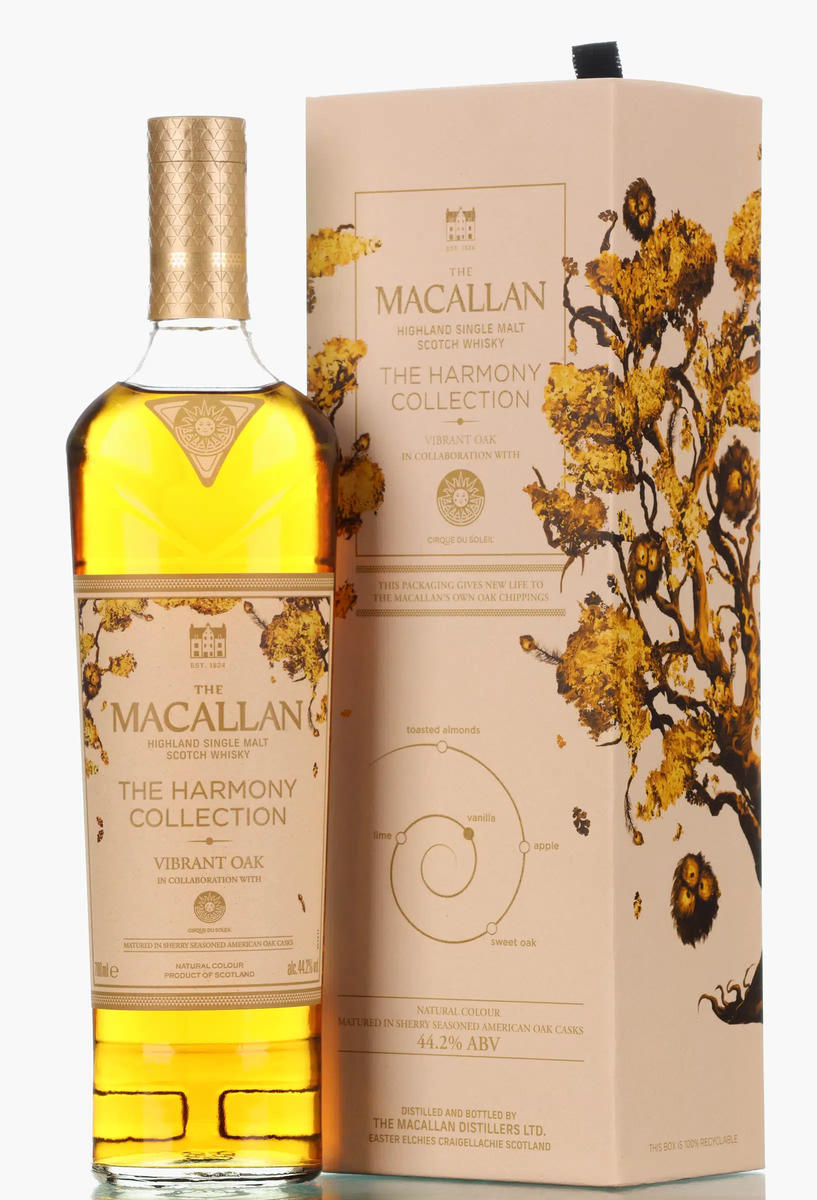 Macallan Harmony Collection Vibrant Oak x Cirque du Soleil, Sherry Seasoned American Oak & Refill Sherry Cask, 2024, 44.2% whisky bottle
