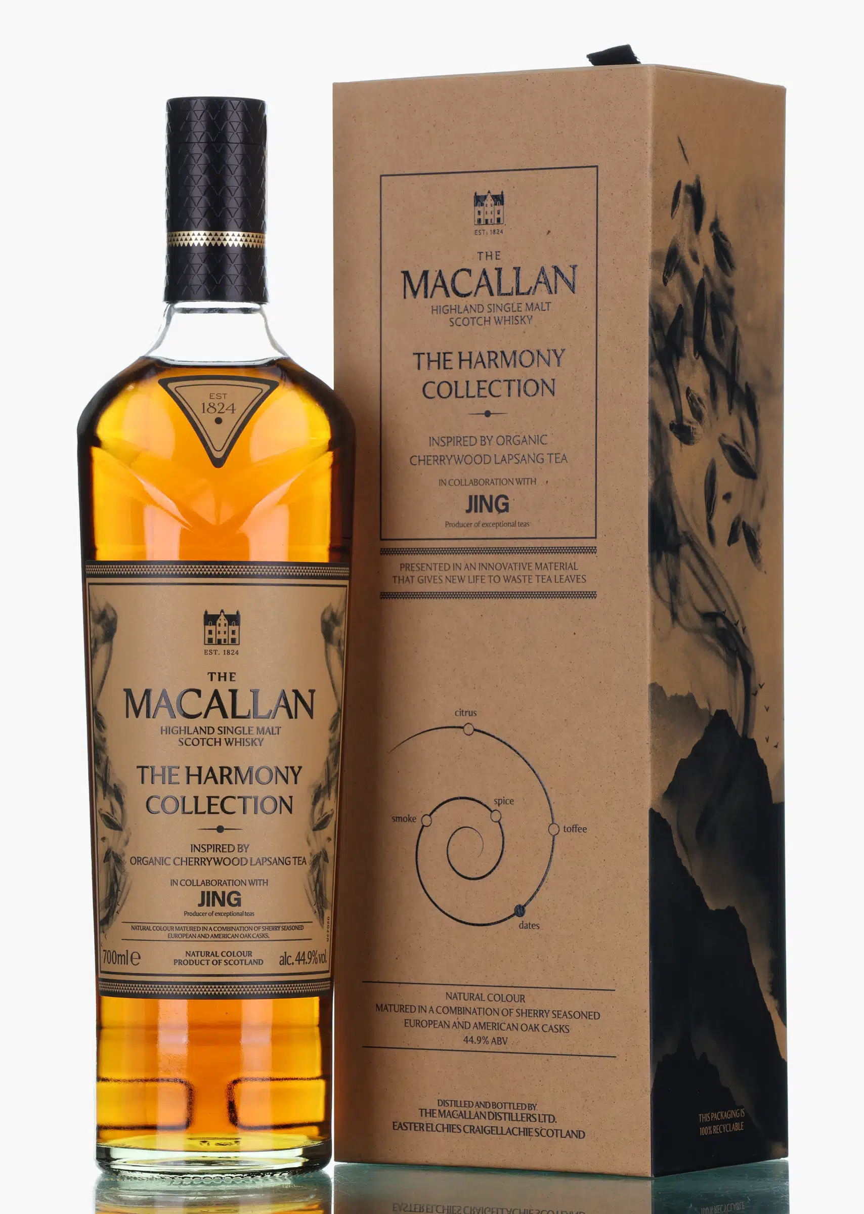 Macallan The Harmony Collection Inspired by Organic Cherrywood Lapsang Tea, Sherry Cask, 44.9% whisky bottle