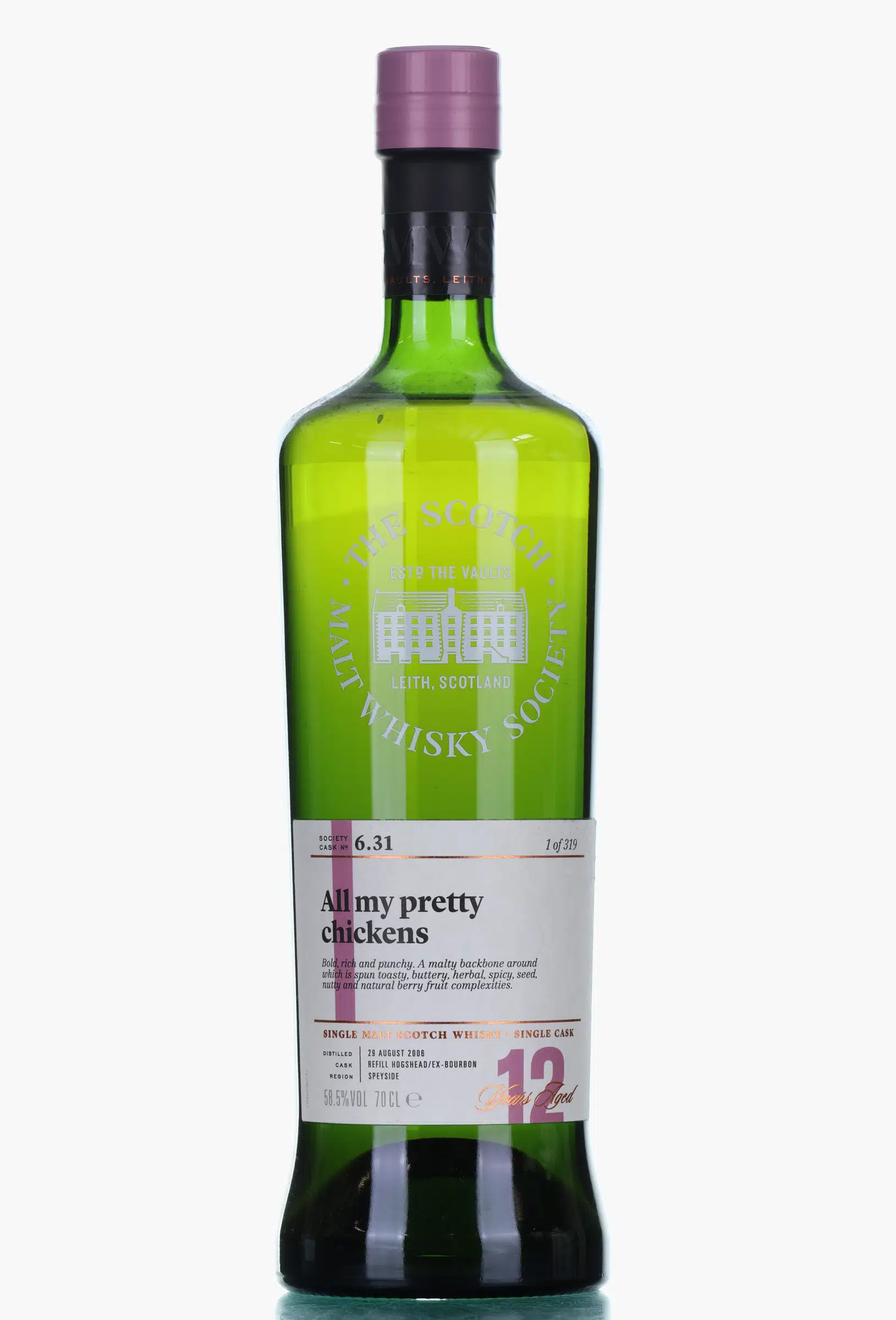 Macduff All My Pretty Chickens 12 Year Old, Bourbon Cask, Cask #6.31, 2006, The Scotch Malt Whisky Society, 58.5% whisky bottle
