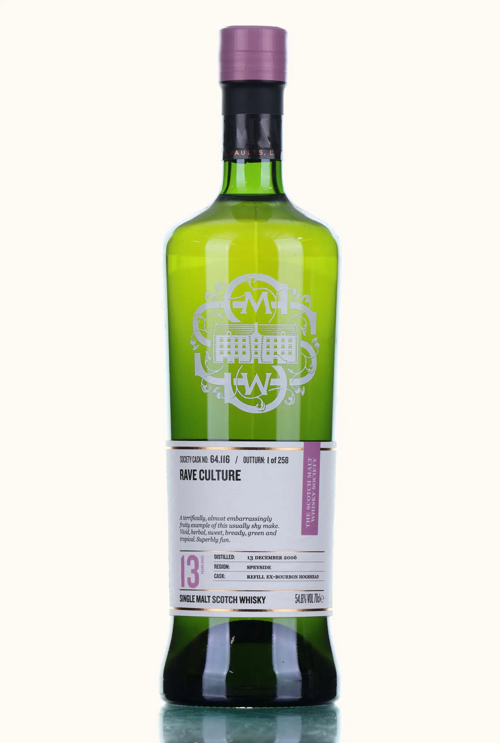 Mannochmore Rave Culture 13 Year Old, Bourbon Cask, Cask #64.116, 2006, The Scotch Malt Whisky Society, 54.6% whisky bottle