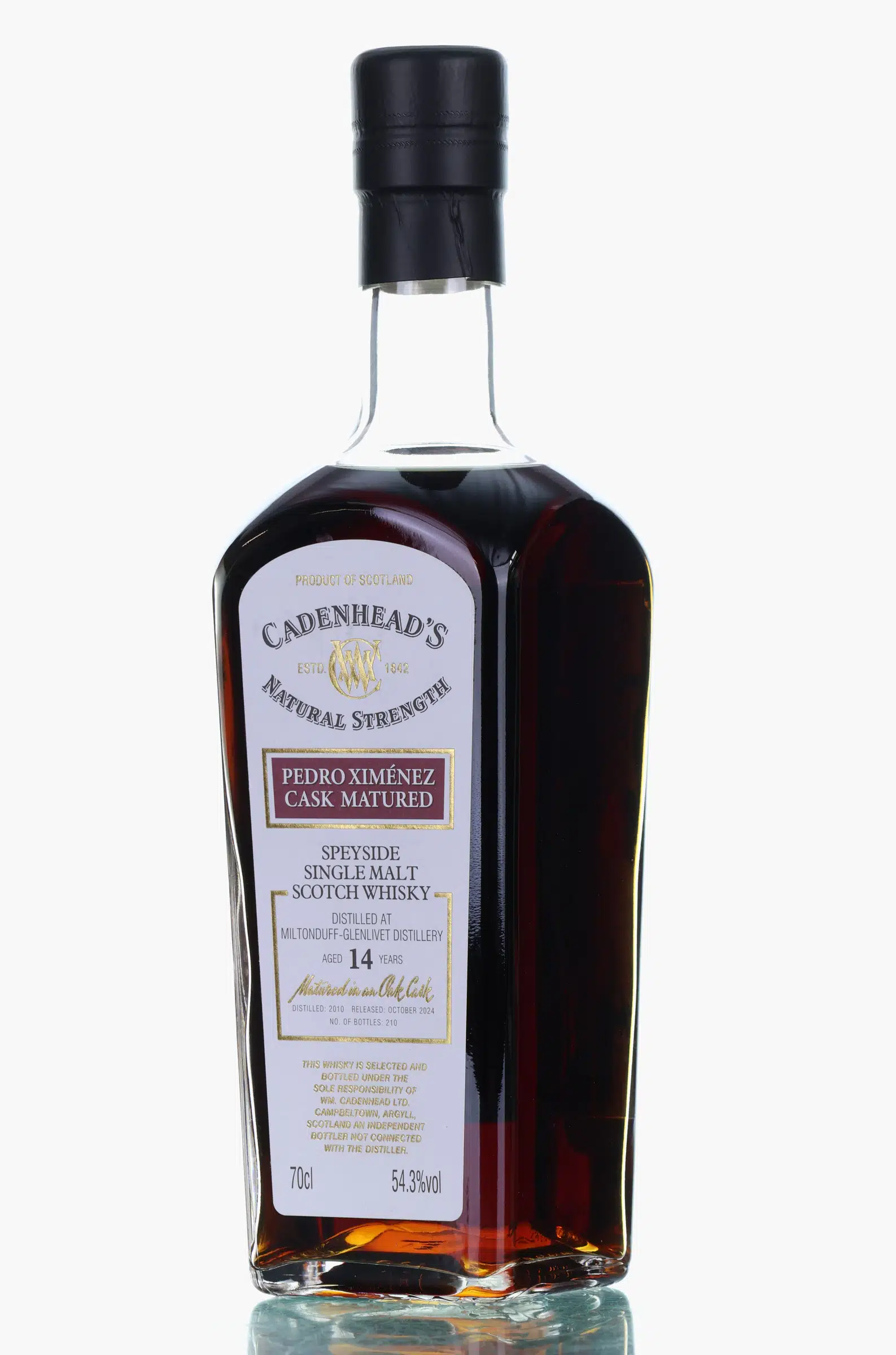 Miltonduff PX Sherry Cask #14 Year Old, 2010, Cadenhead's, 54.3% whisky bottle