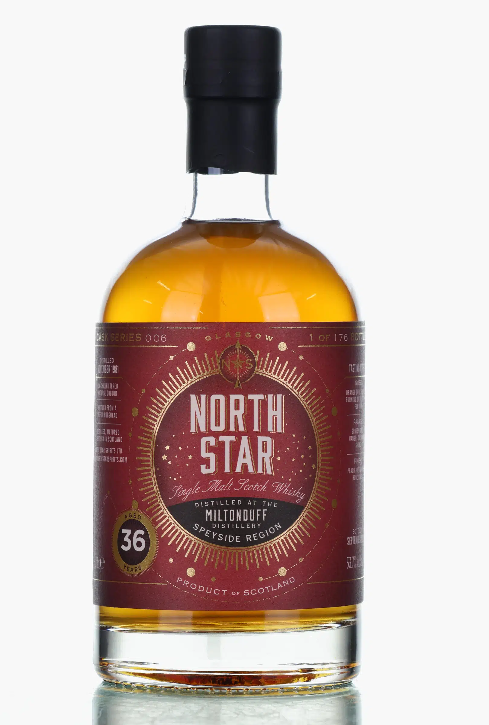 Miltonduff North Star Cask Series 006 36 Year Old, Hogshead Cask, Batch No. 006, 1981, North Star Spirits, 53.7% whisky bottle