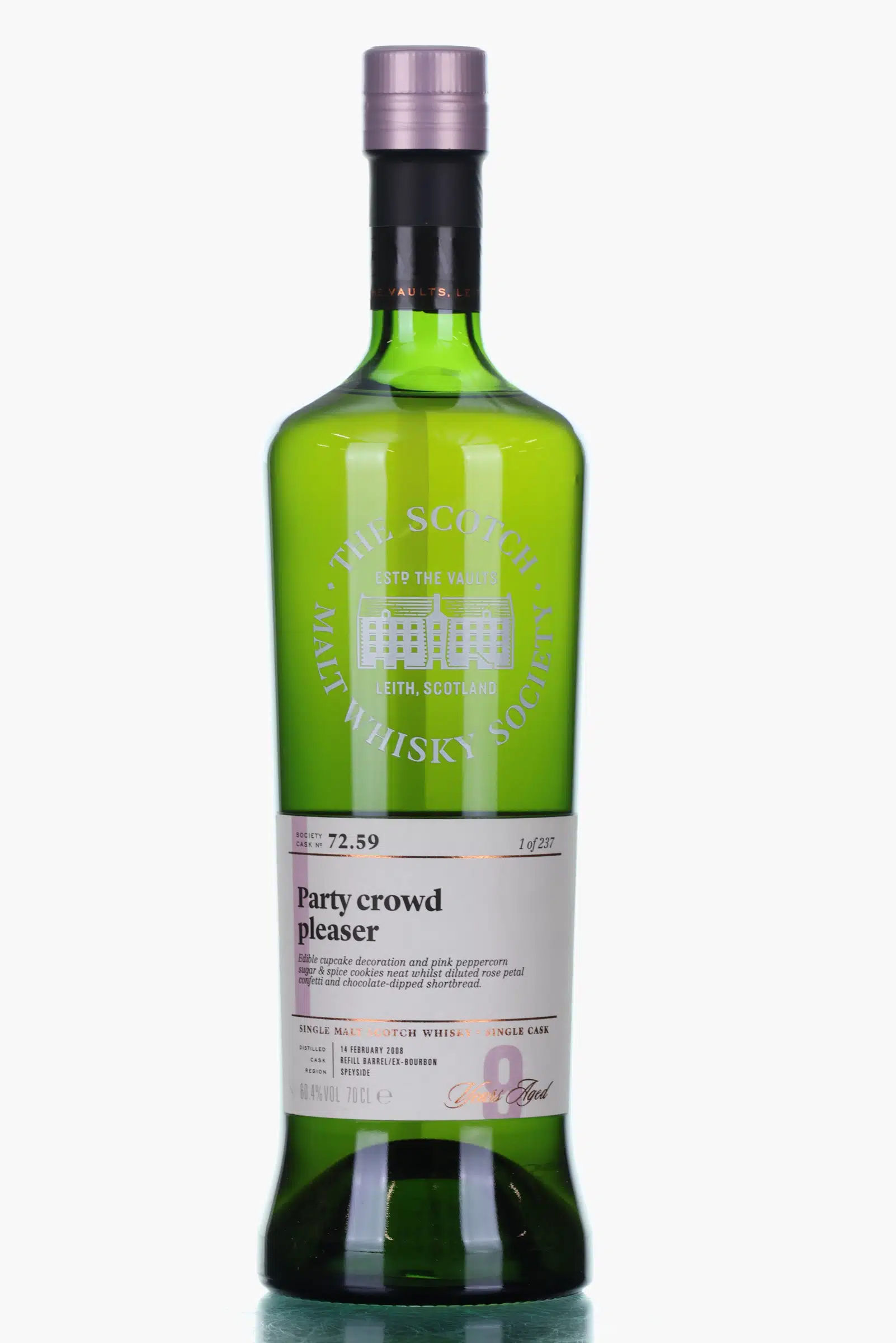 Miltonduff 9 Years Old 2008 SMWS 72.59 | Party Crowd Pleaser, Bourbon Cask, Cask #72.59, 2008, Scotch Malt Whisky Society, 60.4% whisky bottle