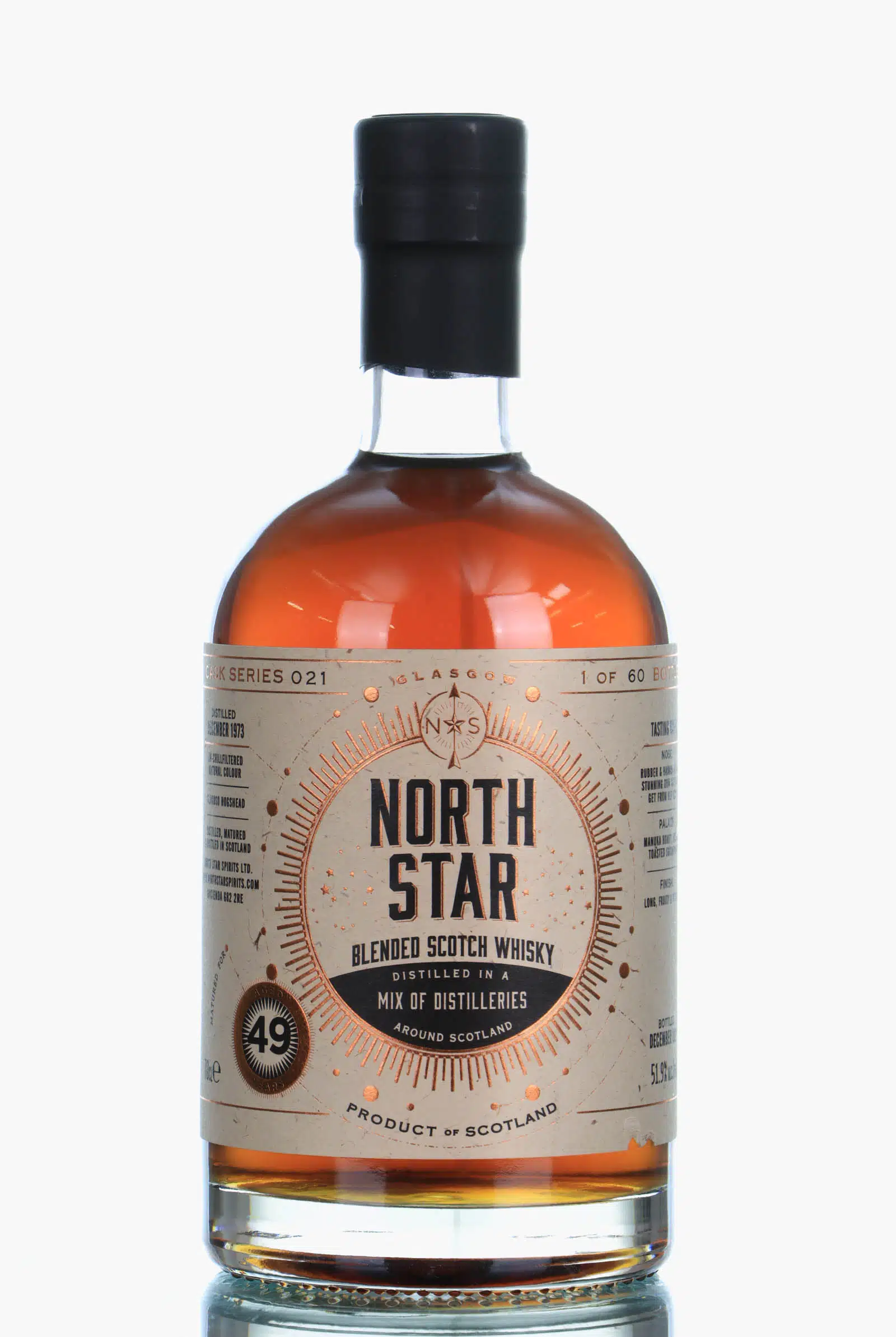 Mix Of Distilleries North Star Cask Series 49 Year Old, Oloroso Hogshead Cask, No. 021, 1973, North Star, 51.9% whisky bottle