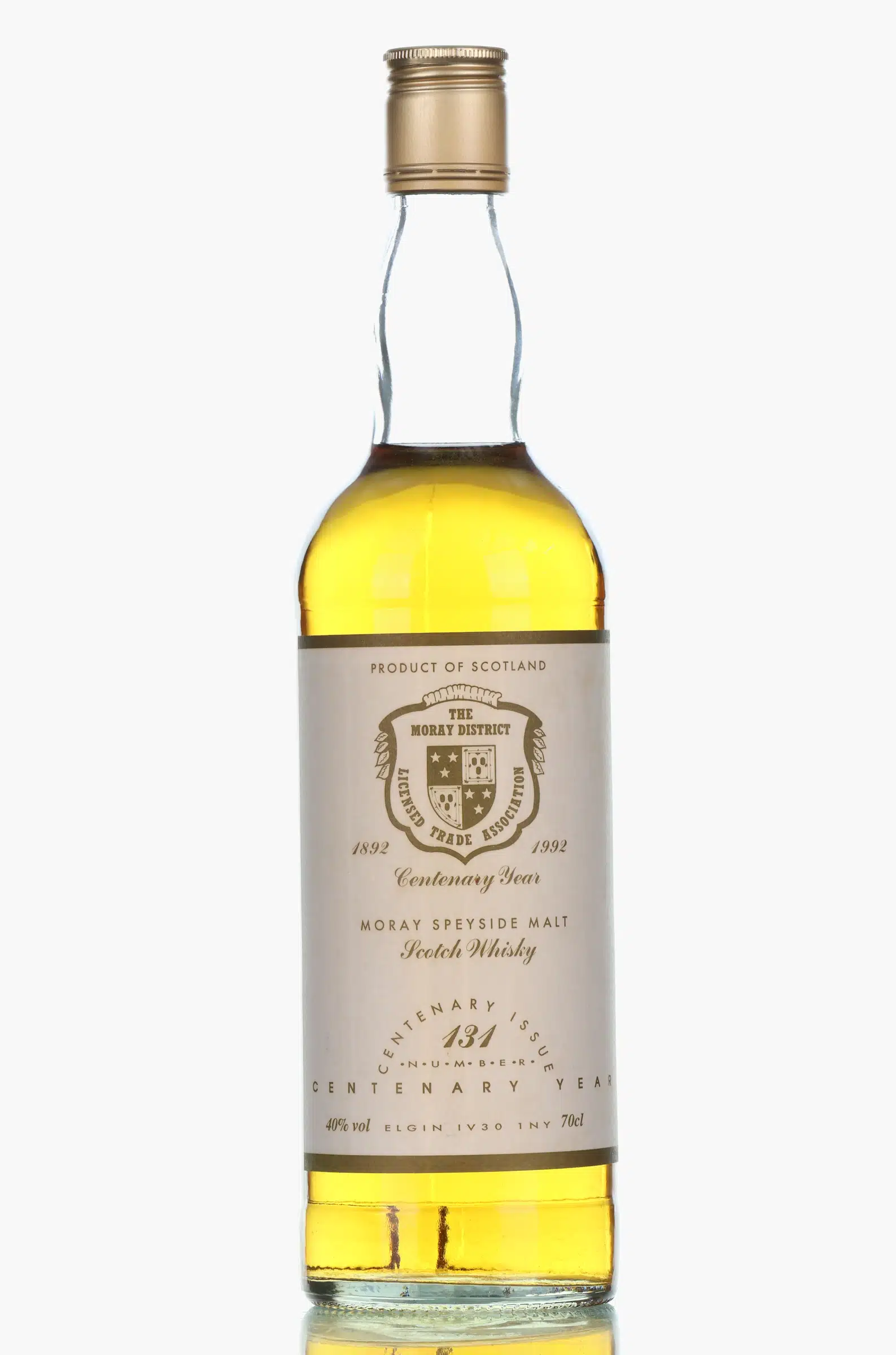Moray Speyside Malt The Moray District Centenary Year, 40% whisky bottle