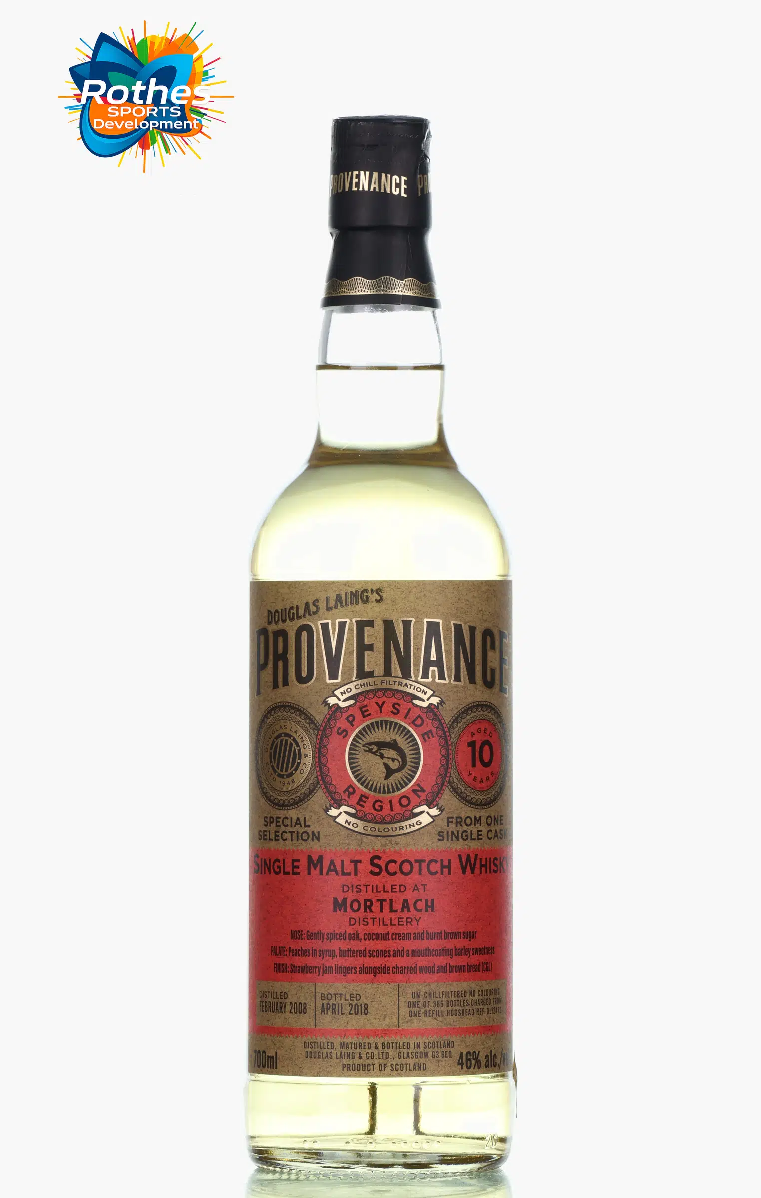 Mortlach Provenance 10 Year Old, Hogshead Cask, Cask #12472, 2008, Douglas Laing, 46% whisky bottle