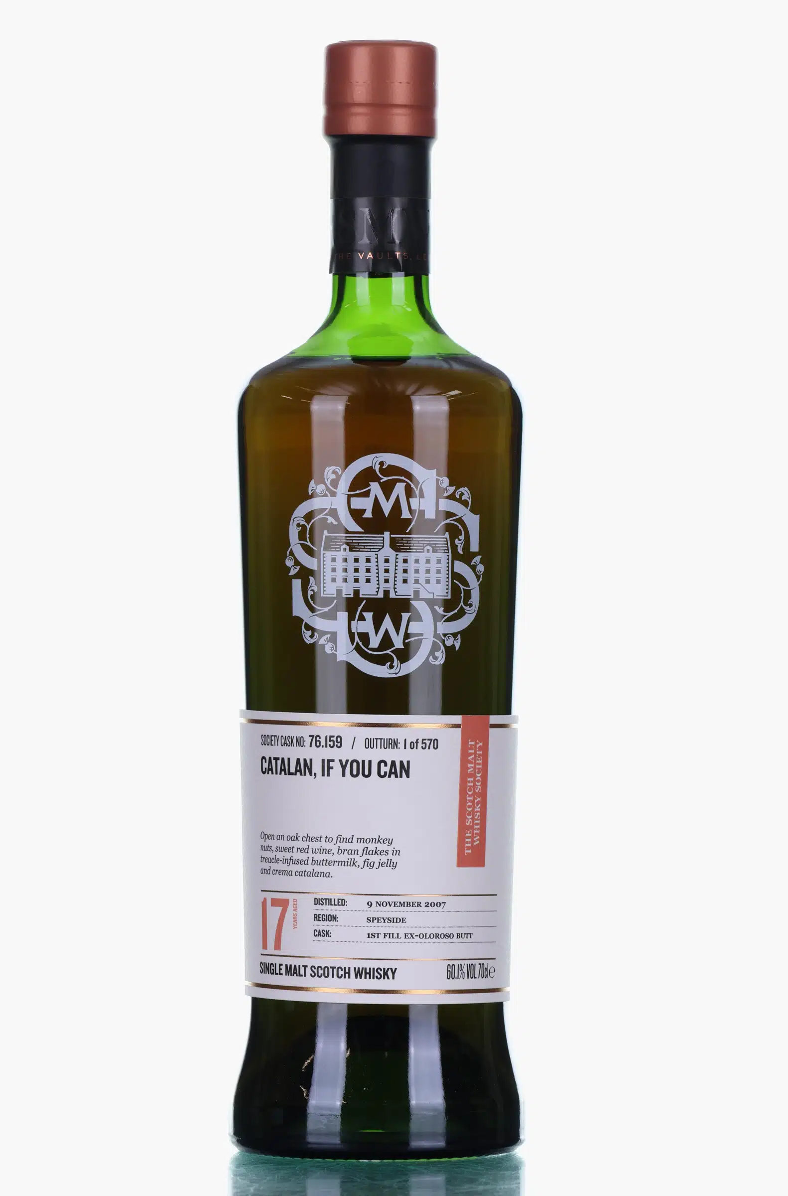 Mortlach Catalan, If You Can 17 Year Old, Oloroso Cask, Cask #76.159, 2007, The Scotch Malt Whisky Society, 60.1% whisky bottle