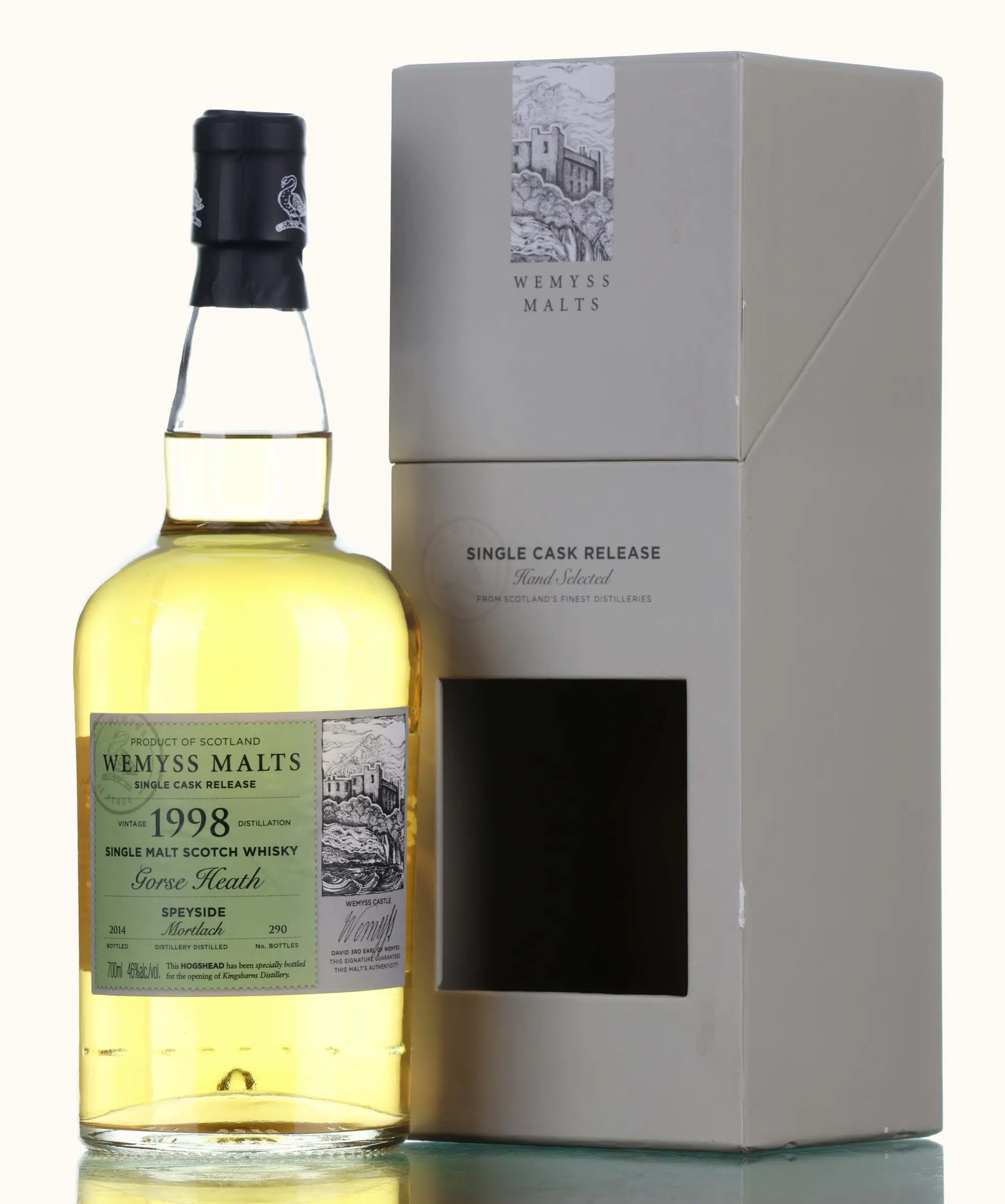 Mortlach Gorse Heath 16 Year Old, Hogshead Cask, 1998, Wemyss Malts, 46% whisky bottle