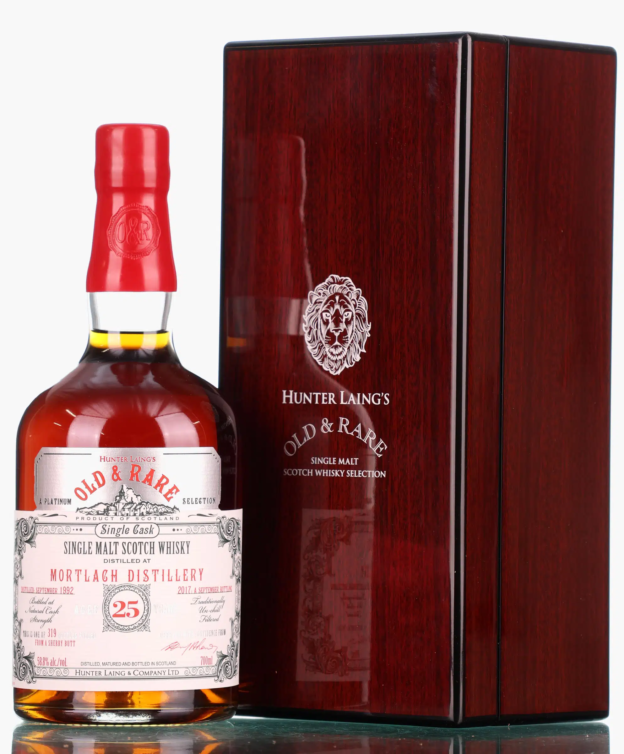 Mortlach Old & Rare 25 Year Old, Sherry Cask, 1992, Hunter Laing, 58.8% whisky bottle