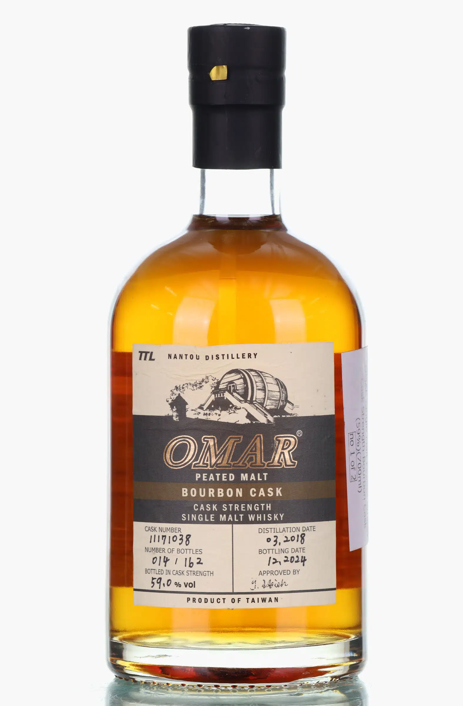 Nantou Omar Peated Malt 6 Year Old, Bourbon Cask, Cask #11171038, 2024, 59% whisky bottle