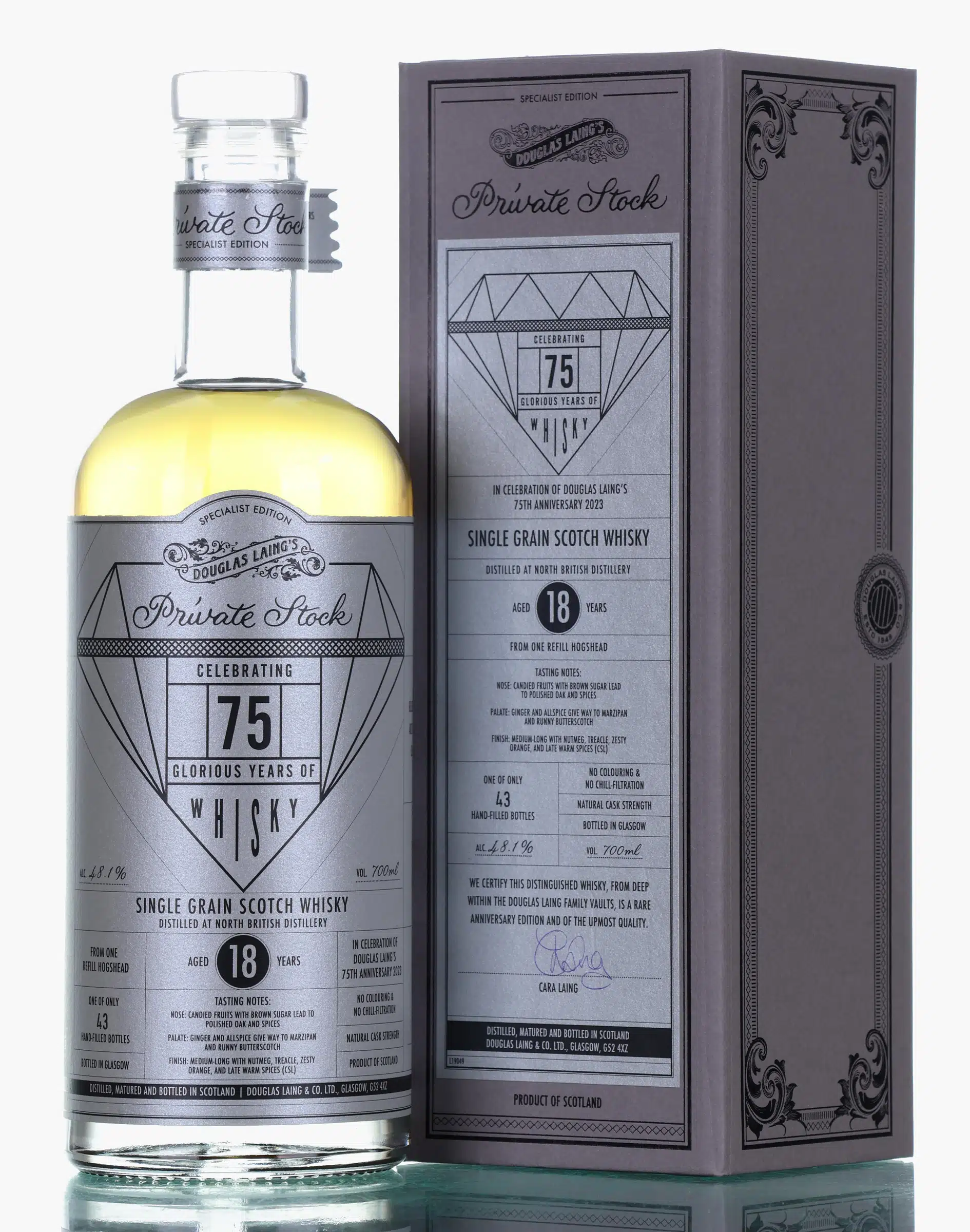 North British Private Stock 18 Year Old, Hogshead Cask, Batch No. L19048, Douglas Laing, 48.1% whisky bottle
