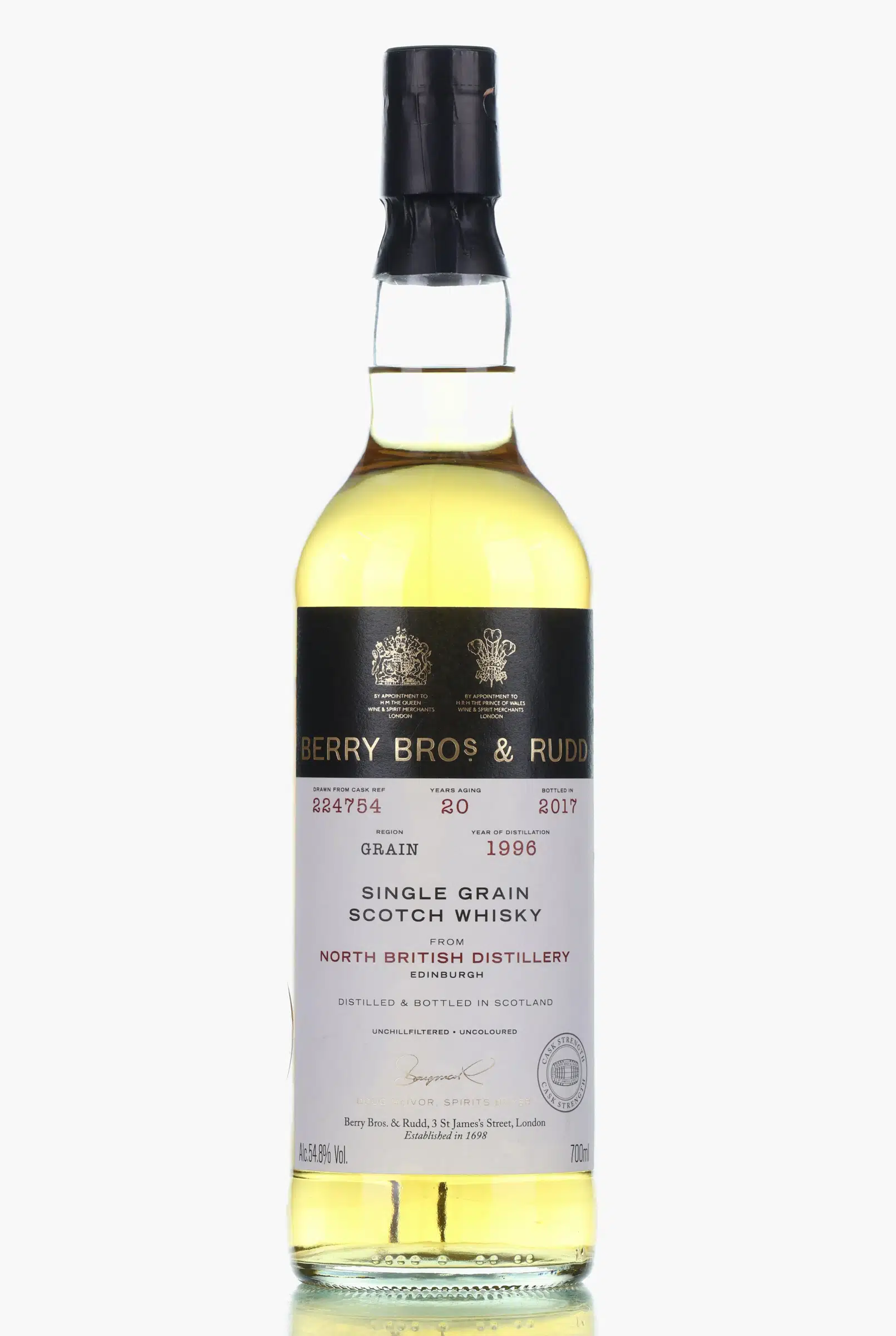 North British 20 Year Old, Sherry Cask, Cask #224754, 1996, Berry Bros. & Rudd, 54.8% whisky bottle